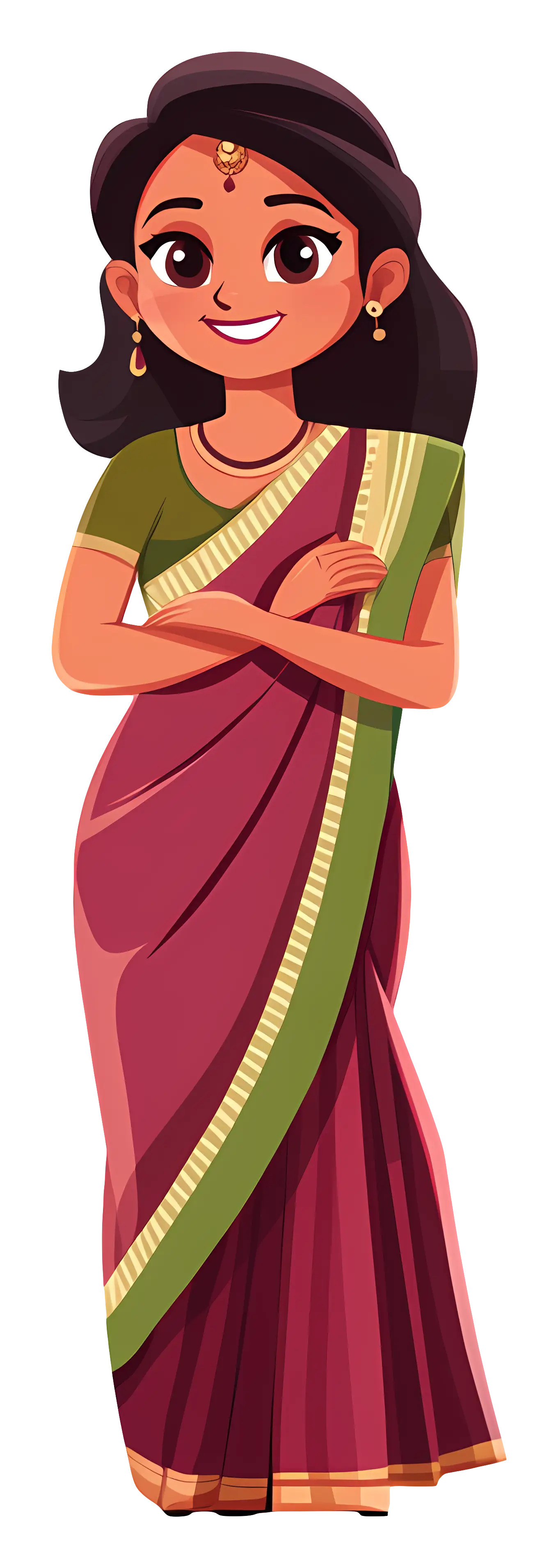 Woman in Traditional Indian Sari Illustration