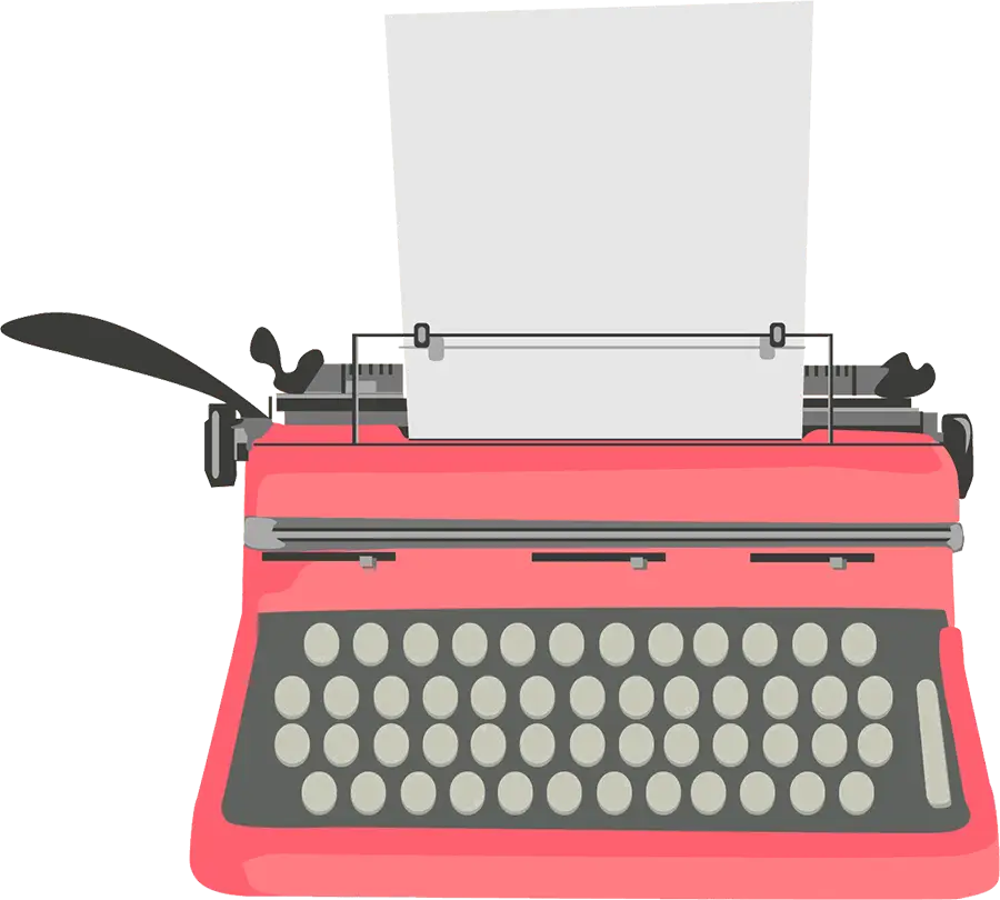 Retro Red Typewriter with Paper