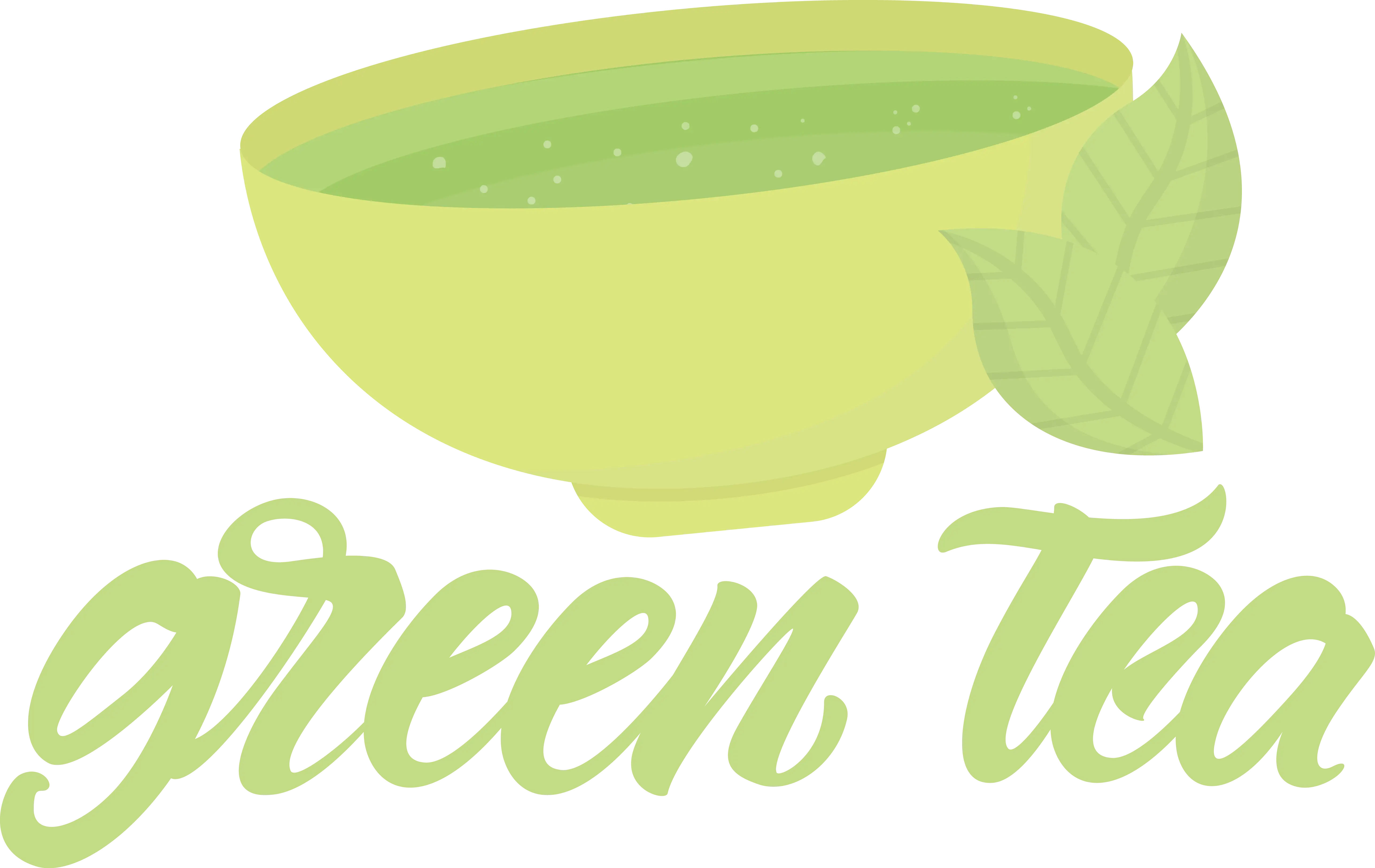 Light Green Cup of Green Tea with Leaves