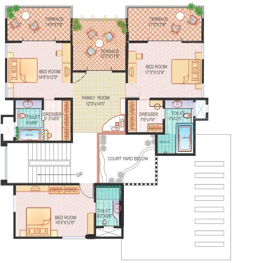 Colored Residential Floor Plan Design