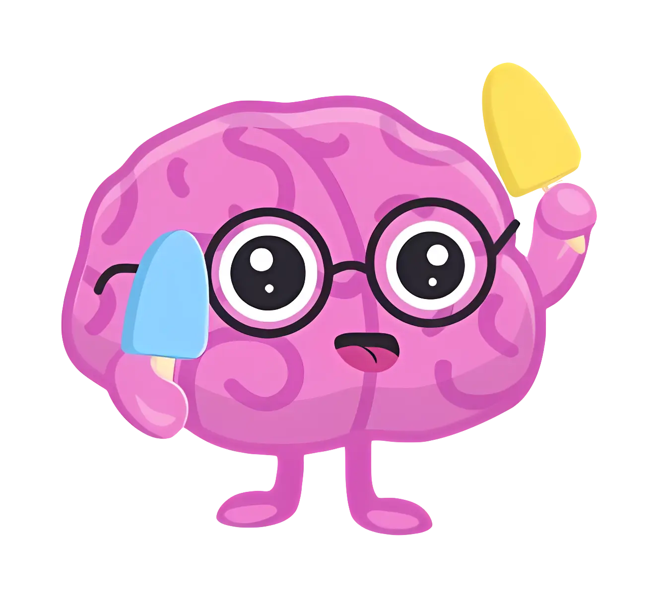 Brain Cartoon with Ice Cream