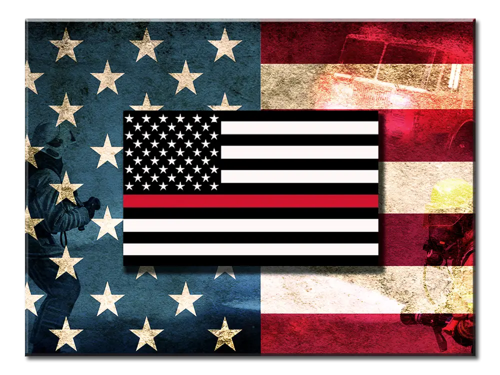 American Flag with Thin Red Line for Firefighter Support