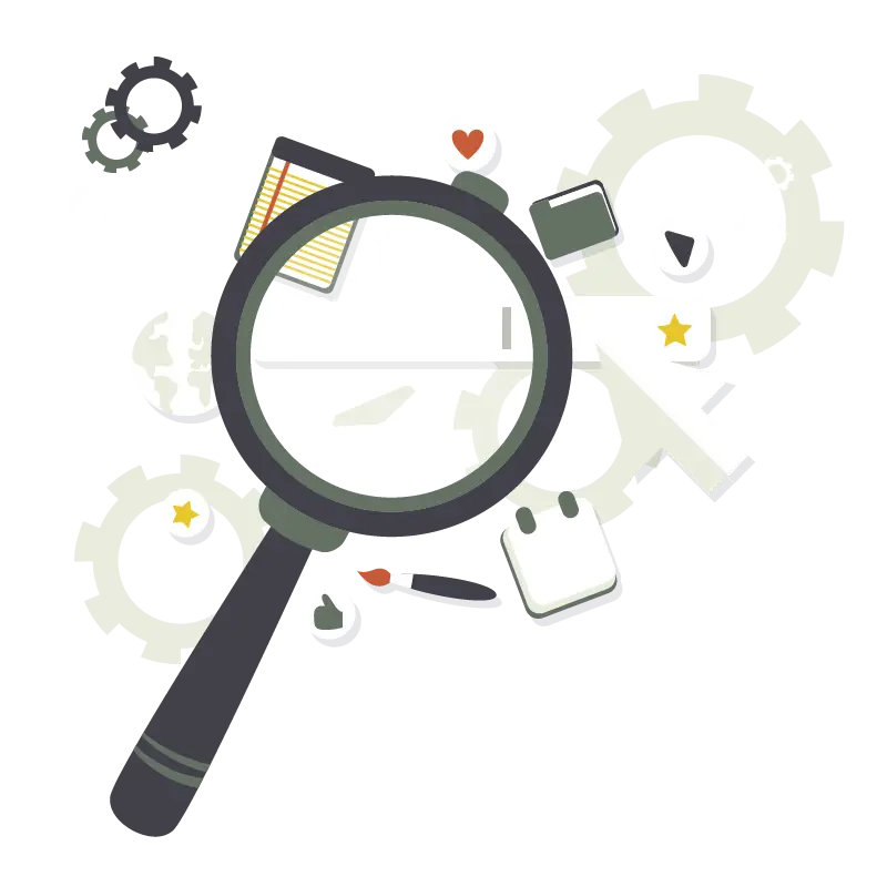 Magnifying Glass with Tools