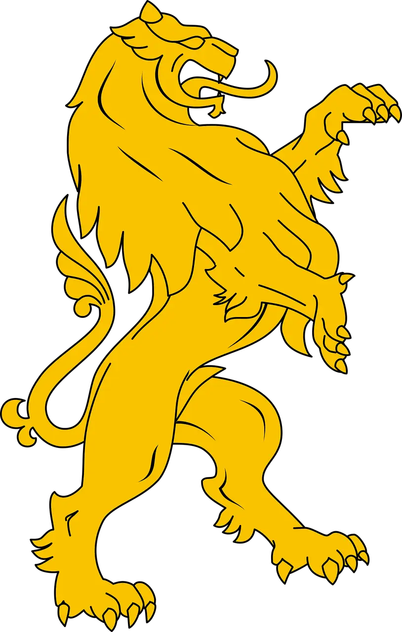 Gold Heraldic Lion Illustration