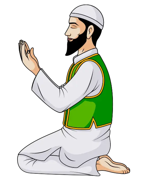 Man Praying in Traditional Attire