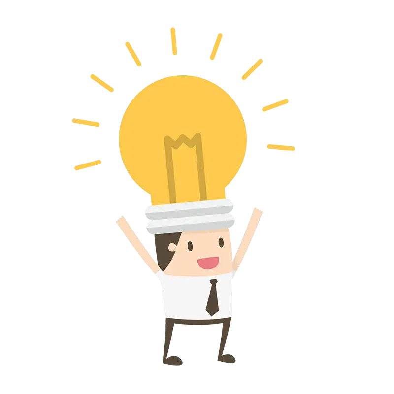 Cartoon Character Holding a Light Bulb Illustration