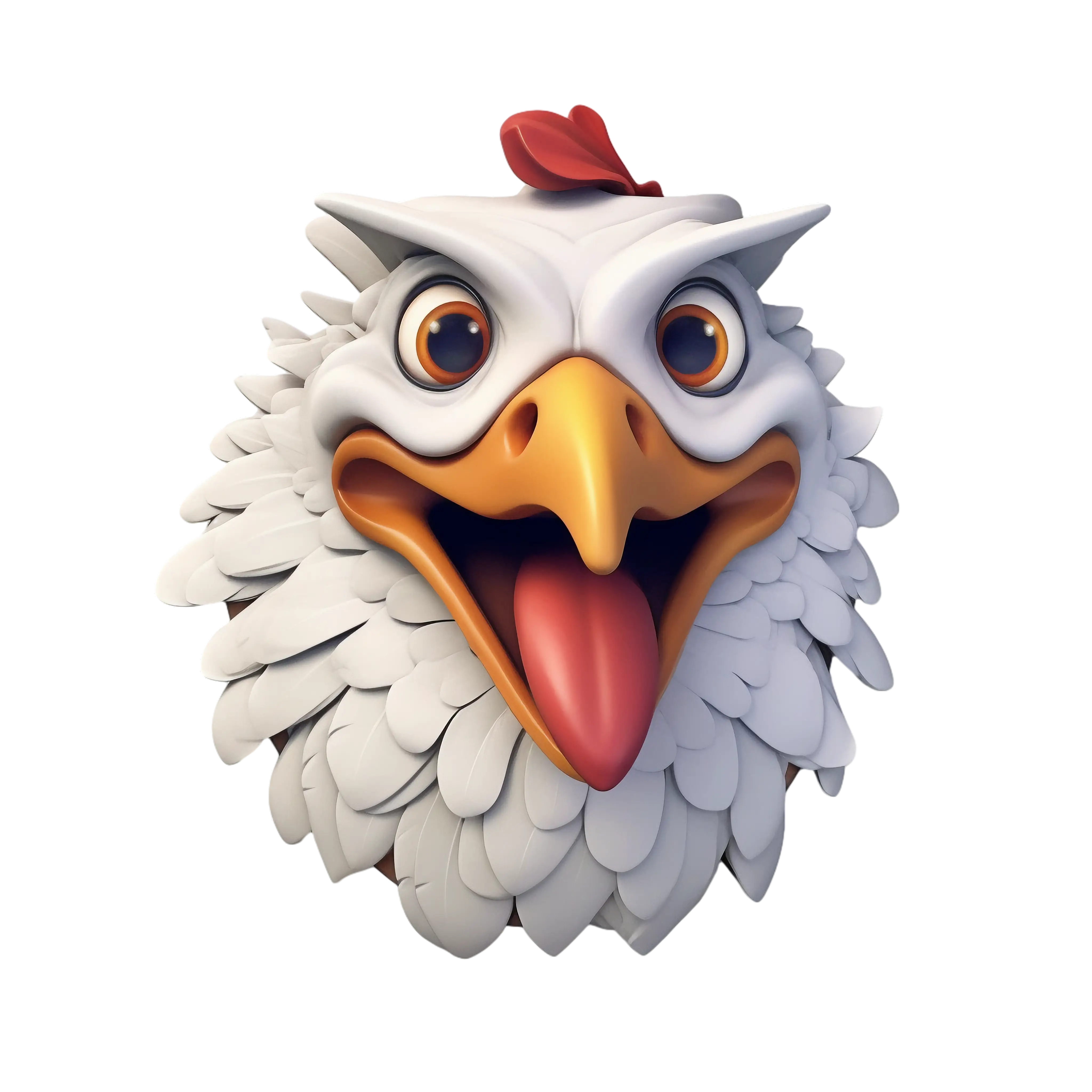 Funny Cartoon Face of a Chicken