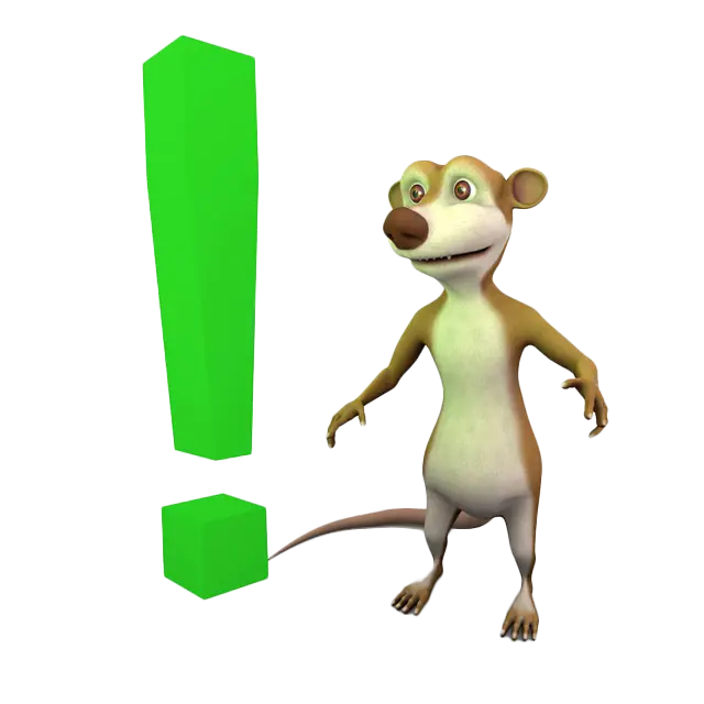Cartoon Mouse with Exclamation Mark