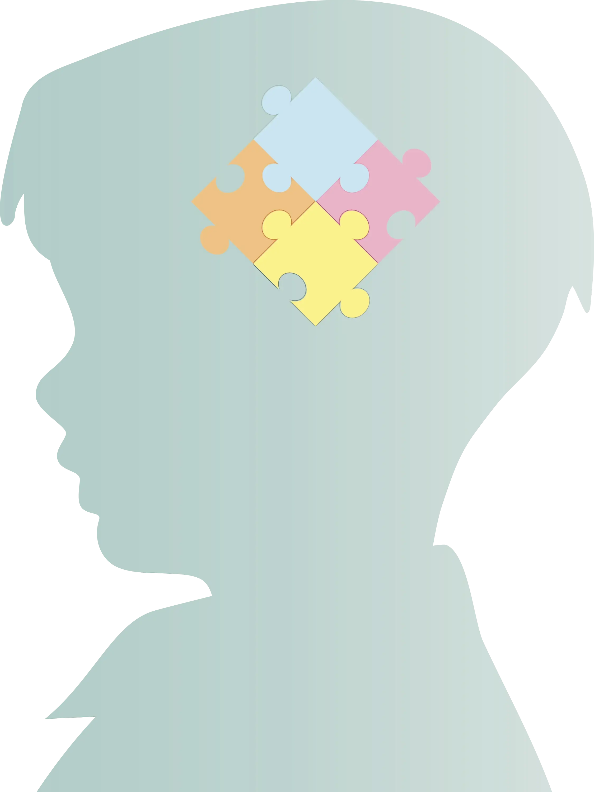 Child Silhouette with Puzzle Brain Concept