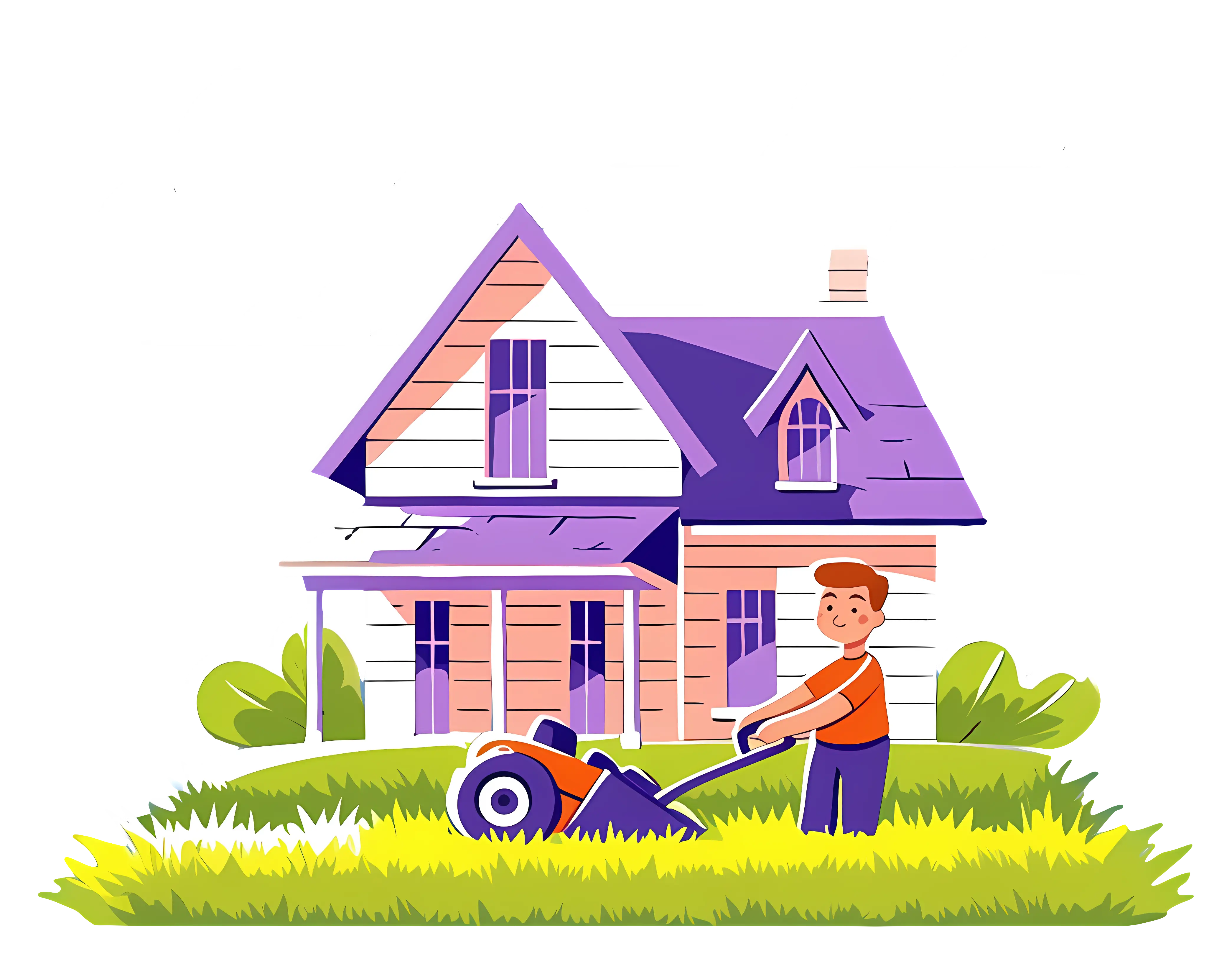 House with Lawn Mower