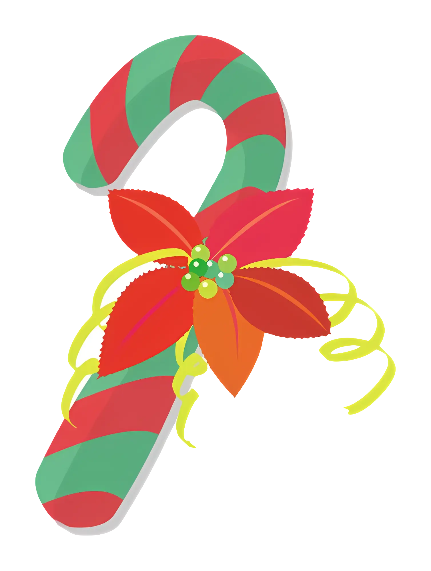 Christmas Candy Cane with Red Flower