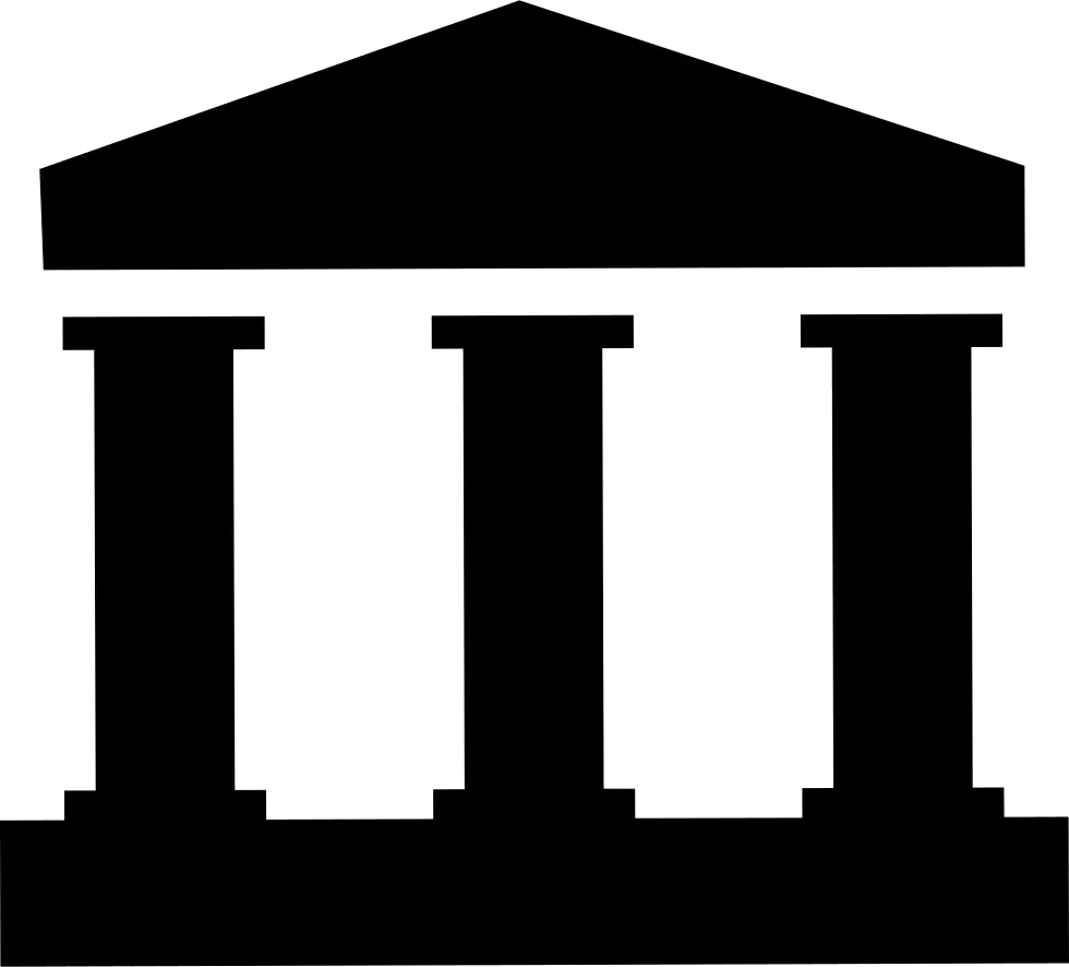 Classical Building Icon with Columns Representation
