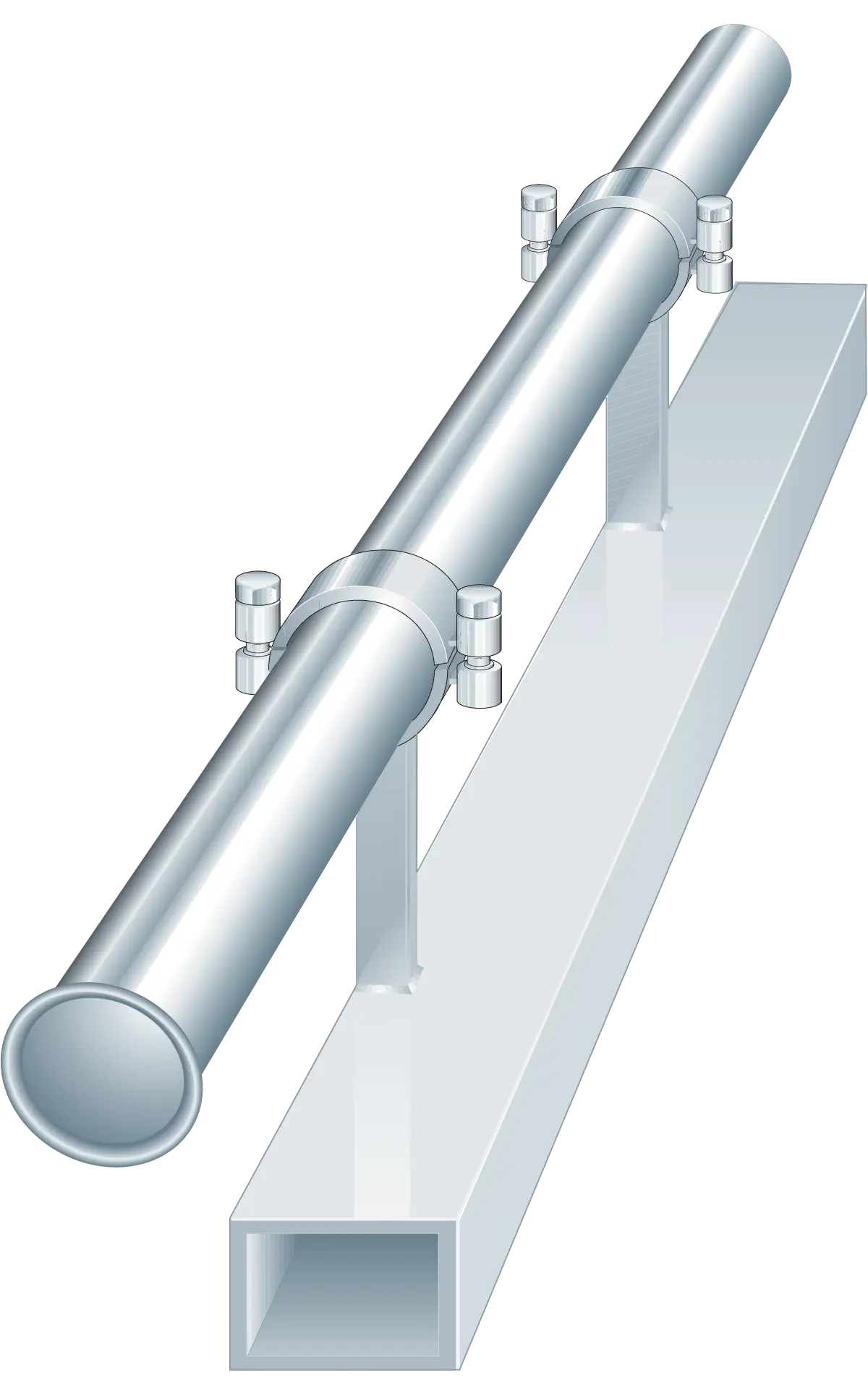 Industrial Metal Pipe with Mounting Brackets