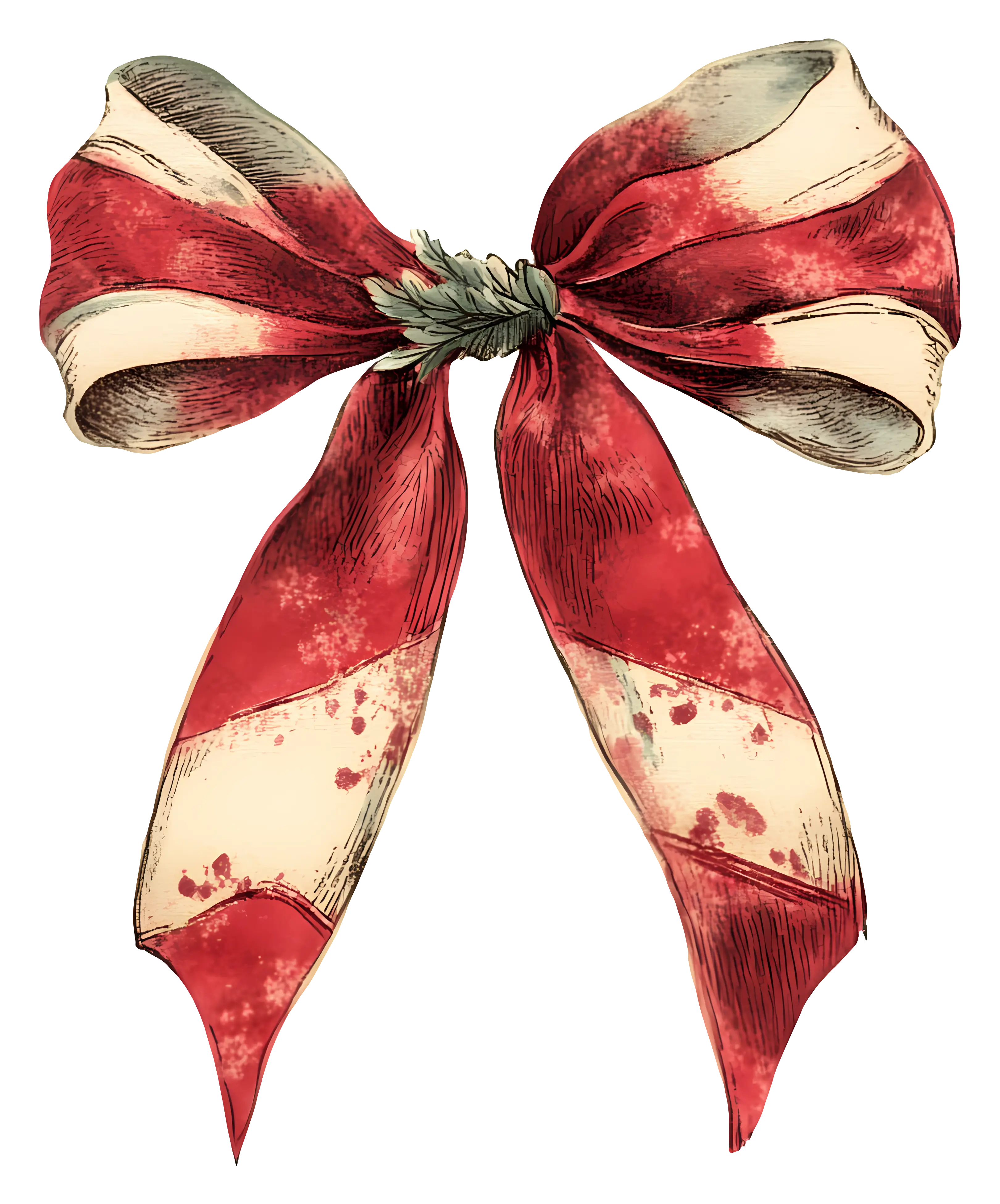 Red and White Patterned Bow