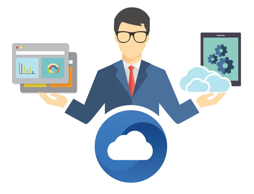 Businessman with Cloud Computing Tools Illustration