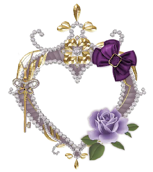 Heart Frame with Purple Rose