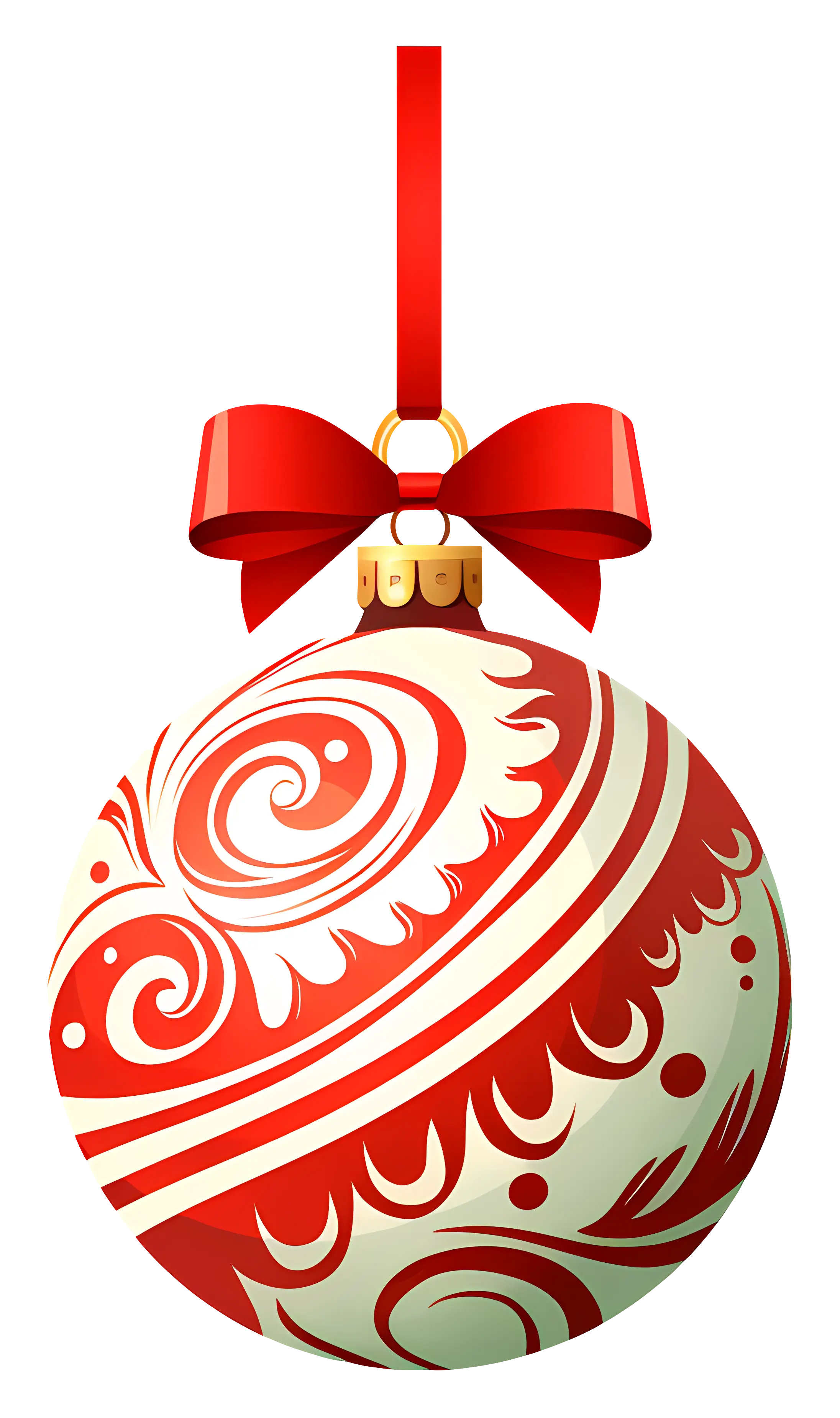 Red and White Christmas Ornament with Bow