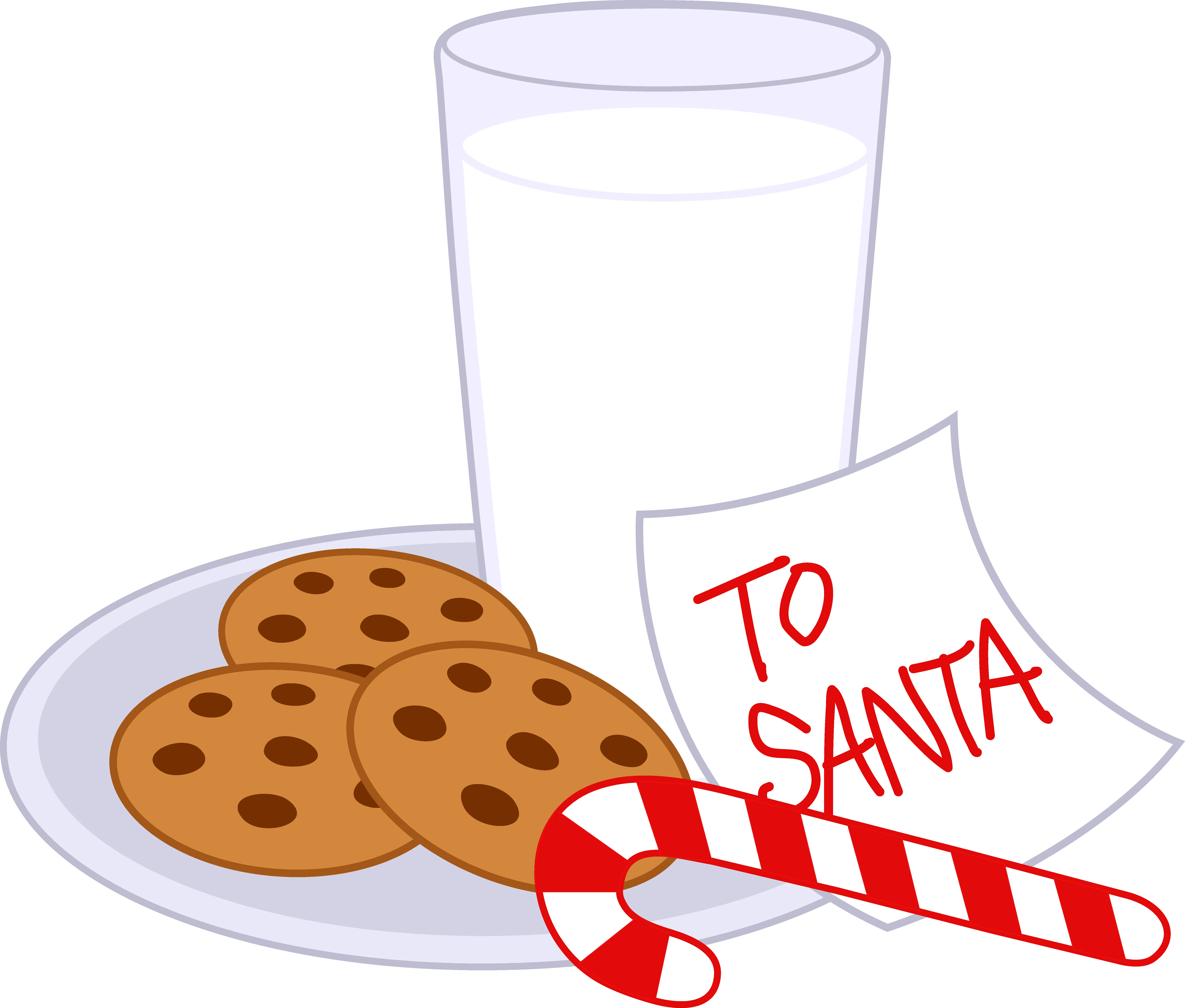 Cookies and Milk for Santa With Candy Cane