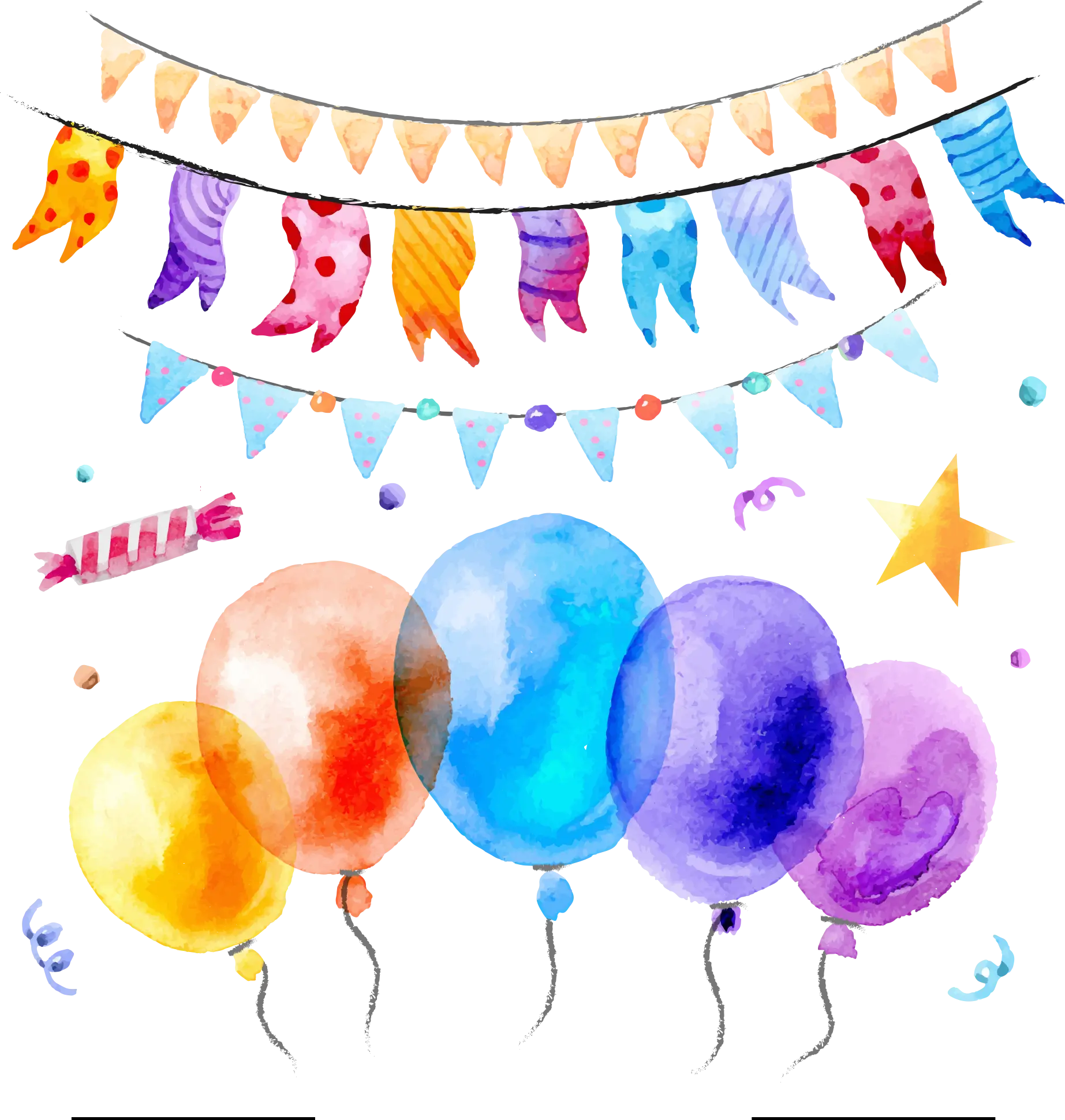 Colorful Balloons and Banners for Party