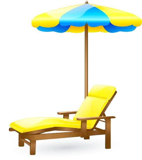 Yellow Beach Chair with Umbrella
