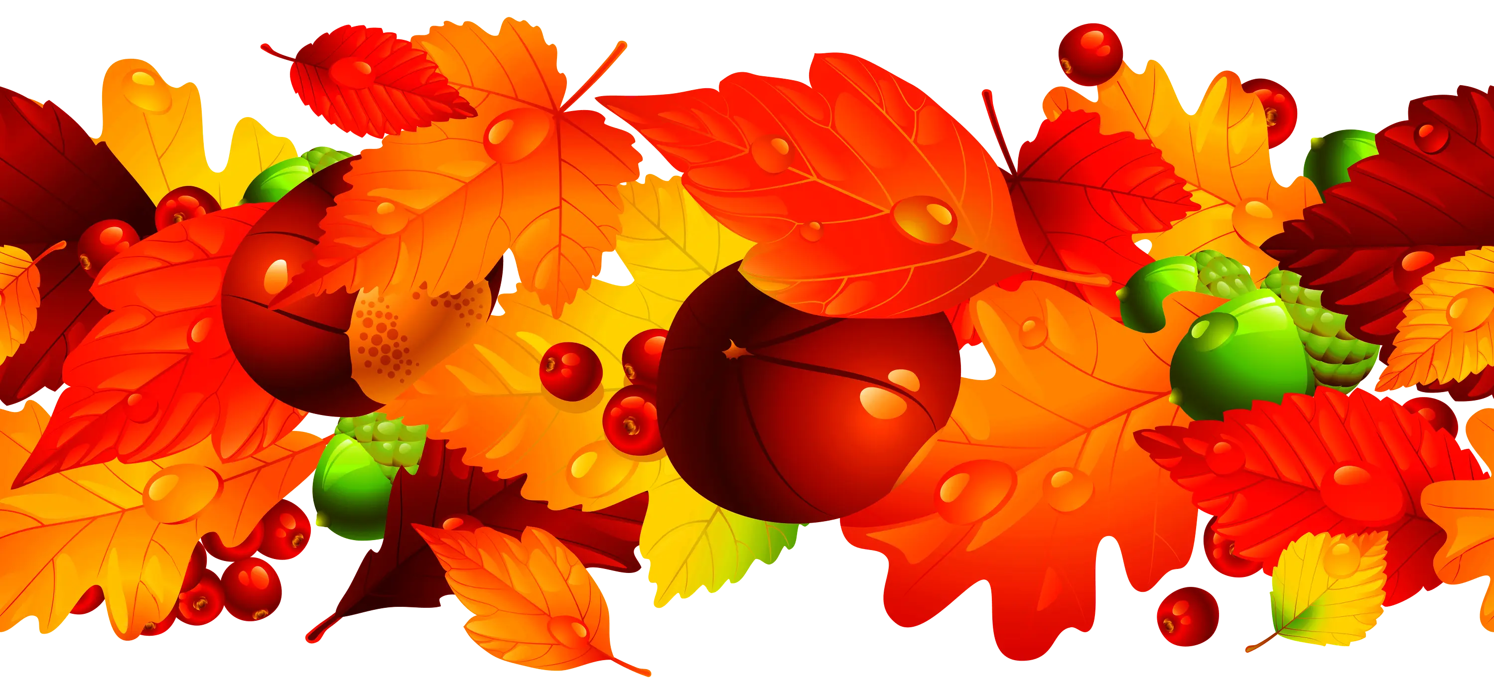 Colorful Autumn Leaves and Fruits Design
