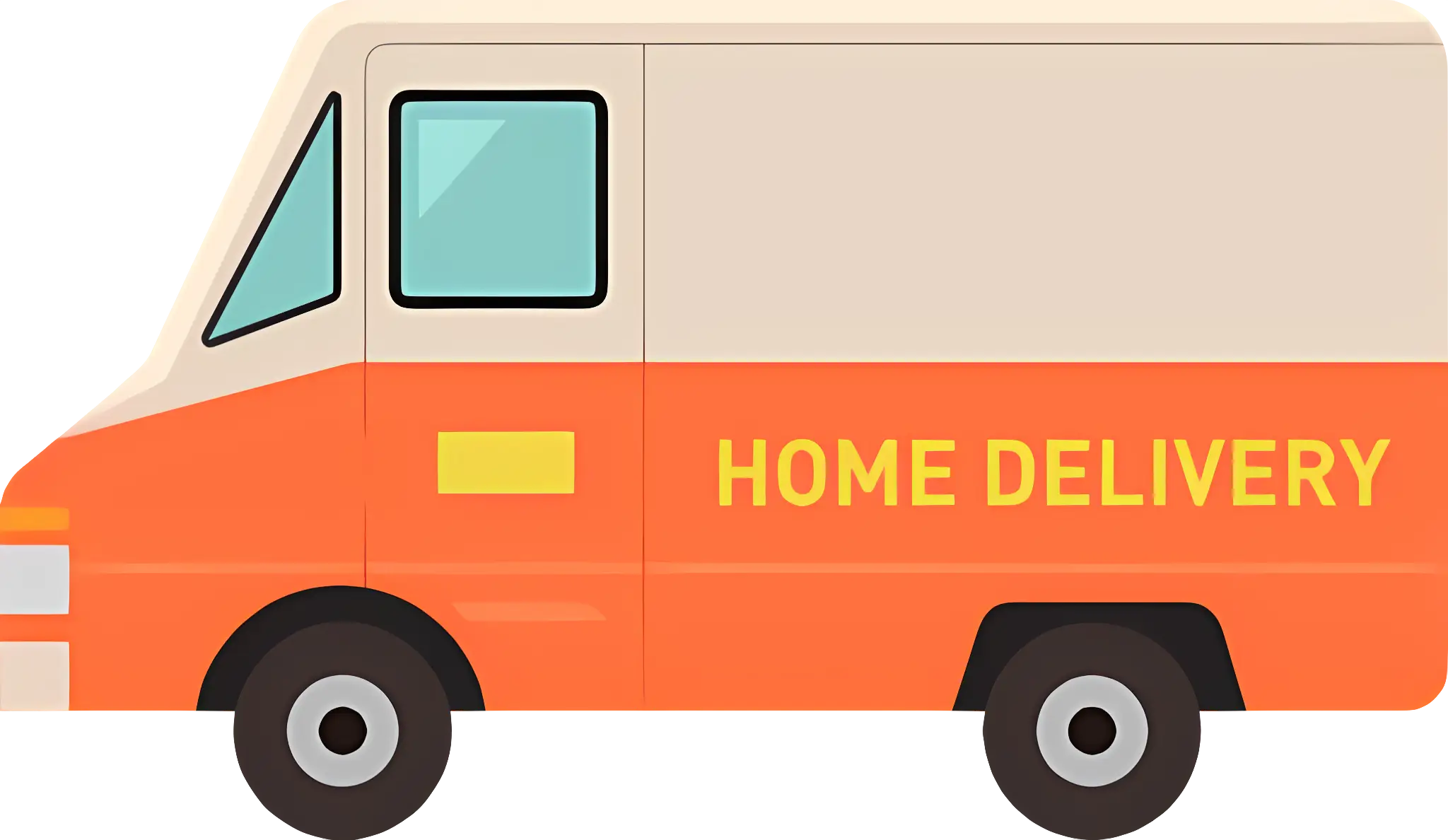 Orange and Beige Home Delivery Truck Illustration