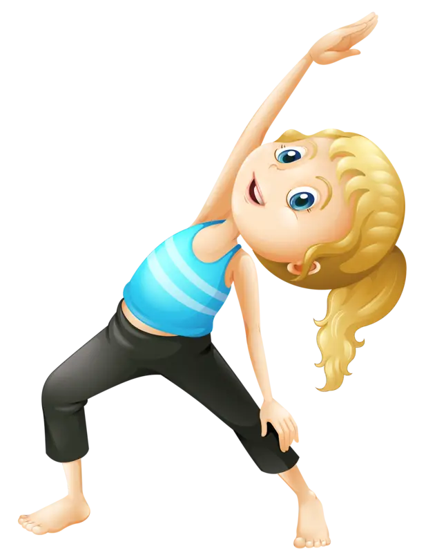 Blonde Girl Exercising in Cartoon Style