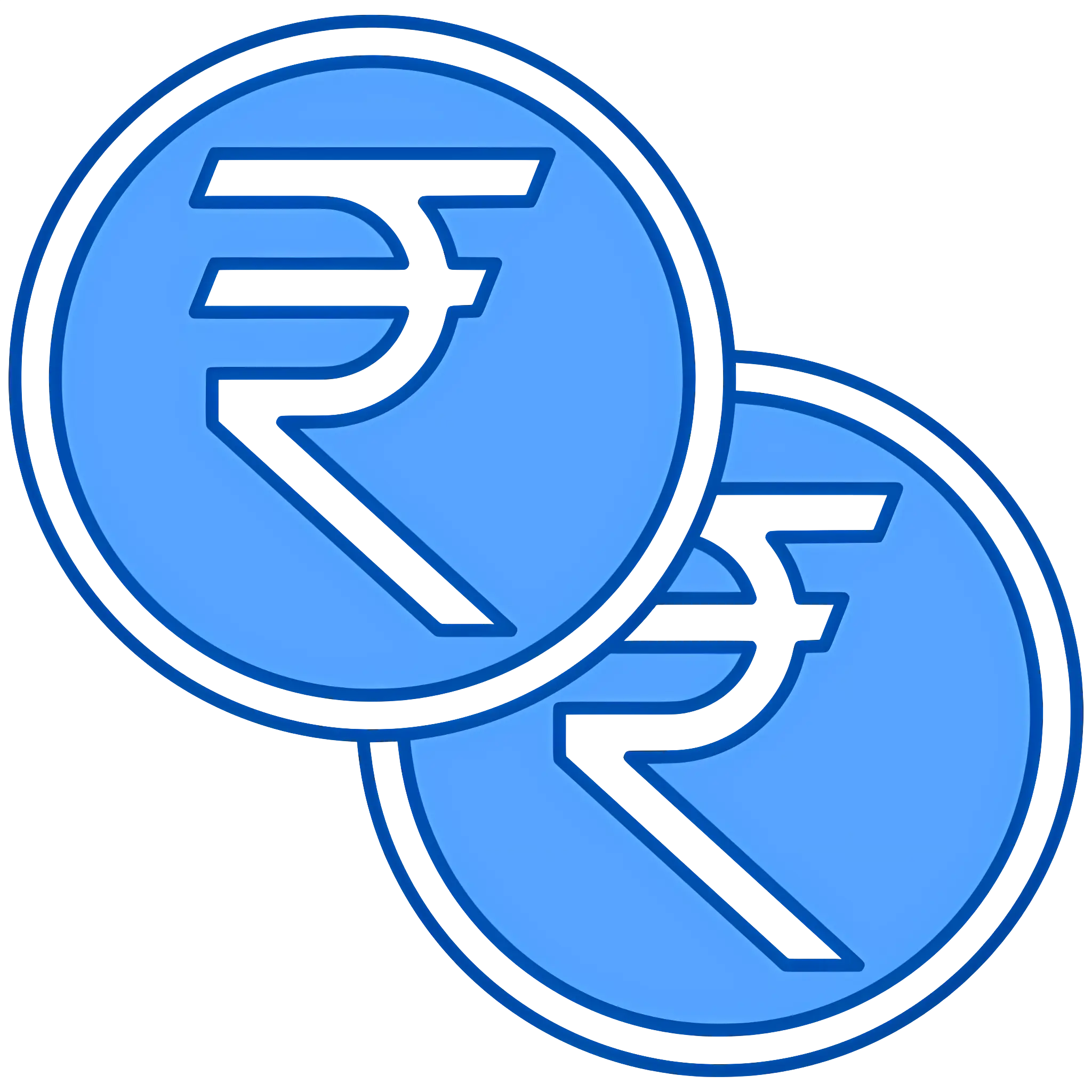 Blue Rupee Coins Symbol for Indian Currency