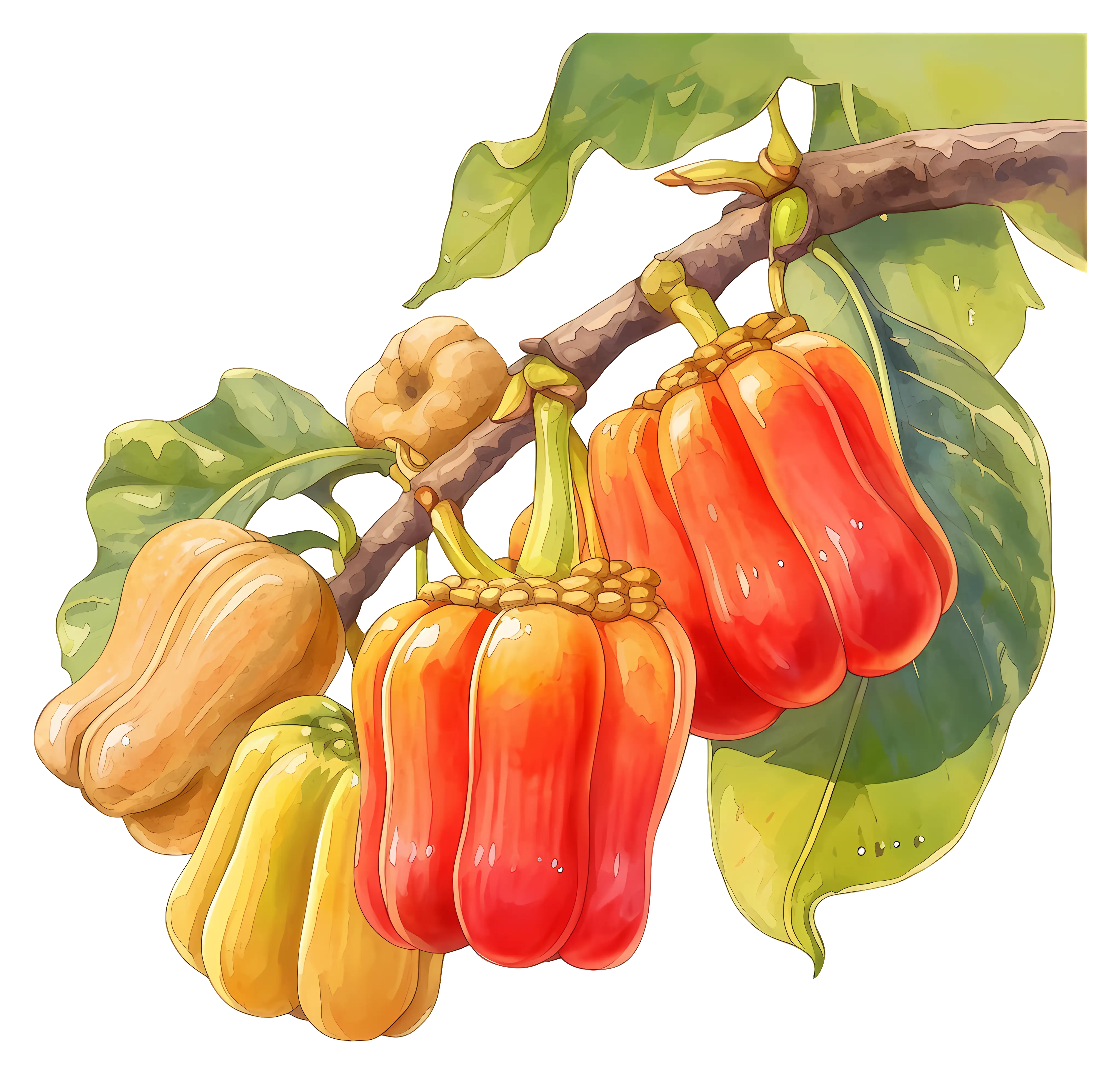 Cashew Fruit with Leaves