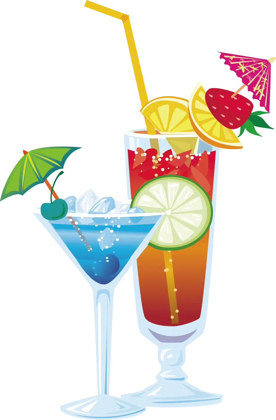 Tropical Cocktails with Fruit Garnishes