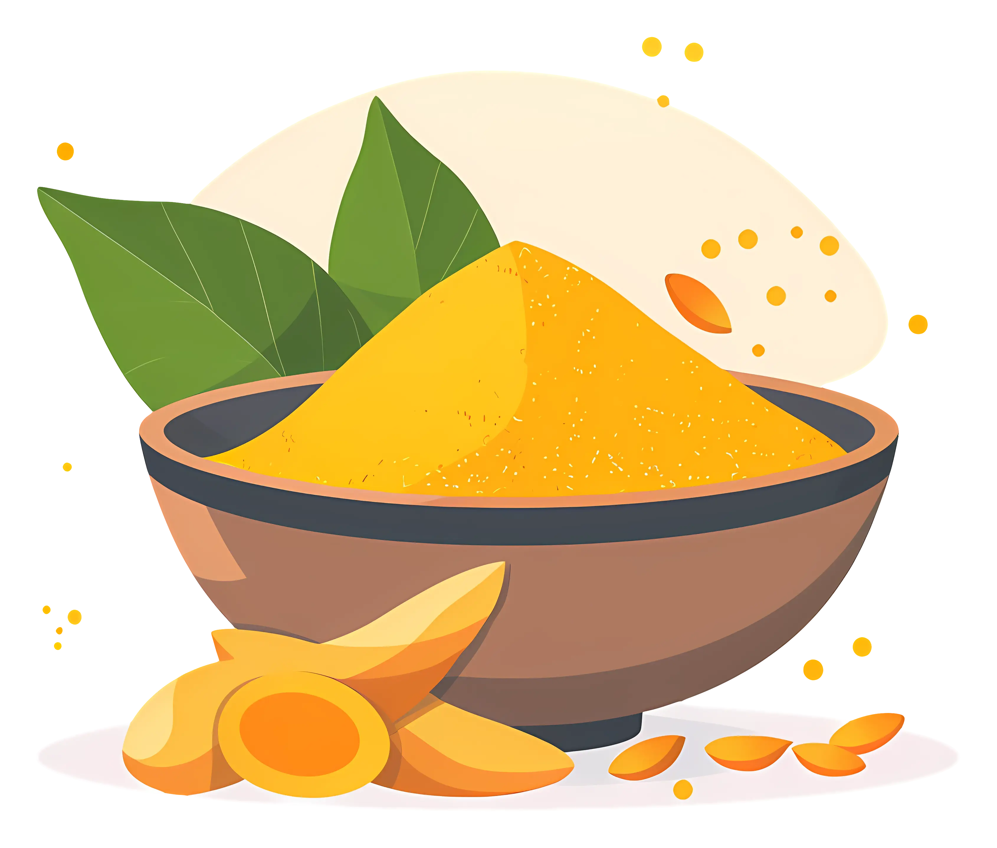 Wooden Bowl with Turmeric Powder