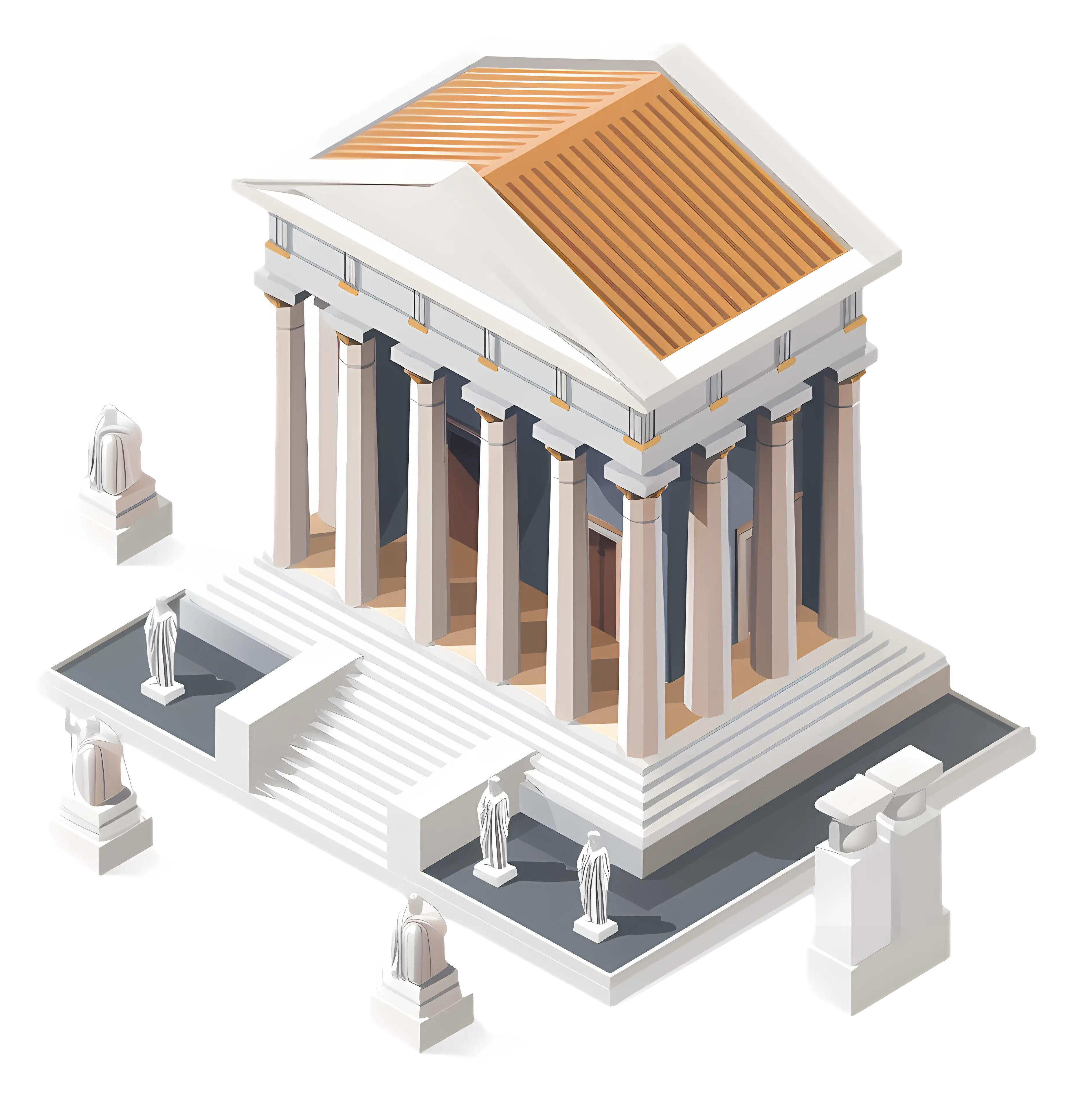Ancient Greek Temple Architectural Illustration