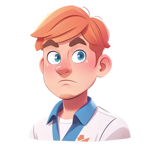 Blonde Cartoon Boy with Blue Eyes