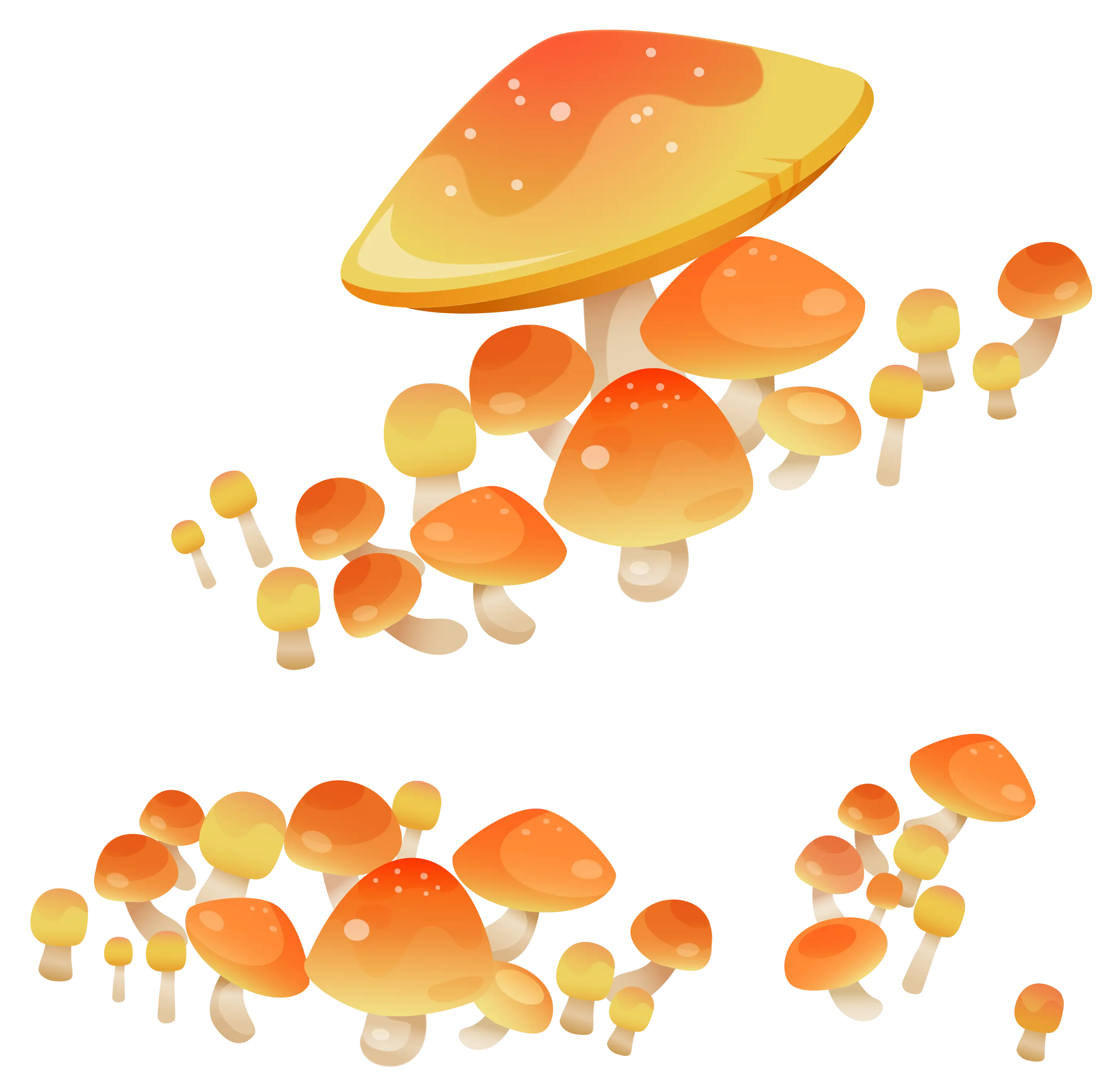 Orange Mushrooms Illustration in Fantasy Style