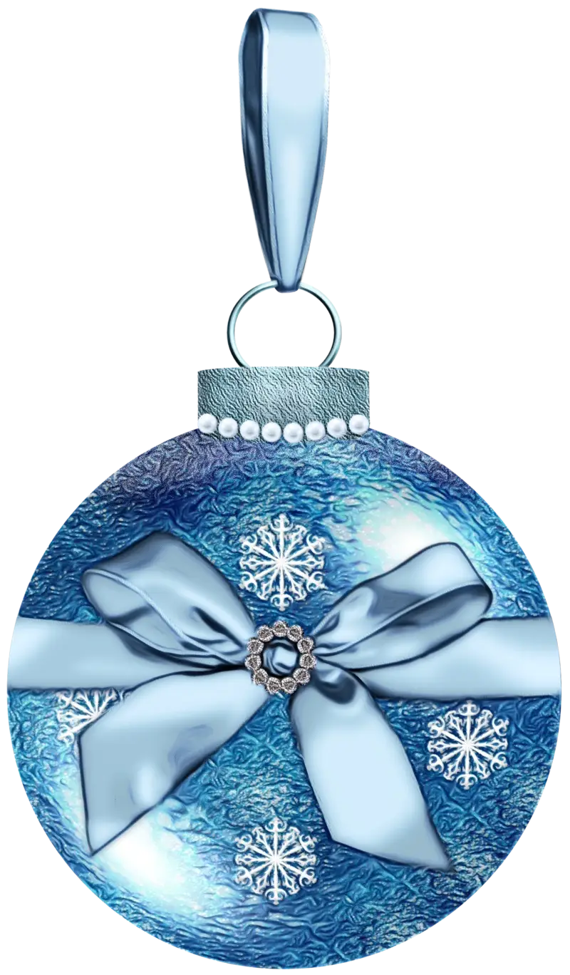 Blue Christmas Ornament with Decorative Ribbon