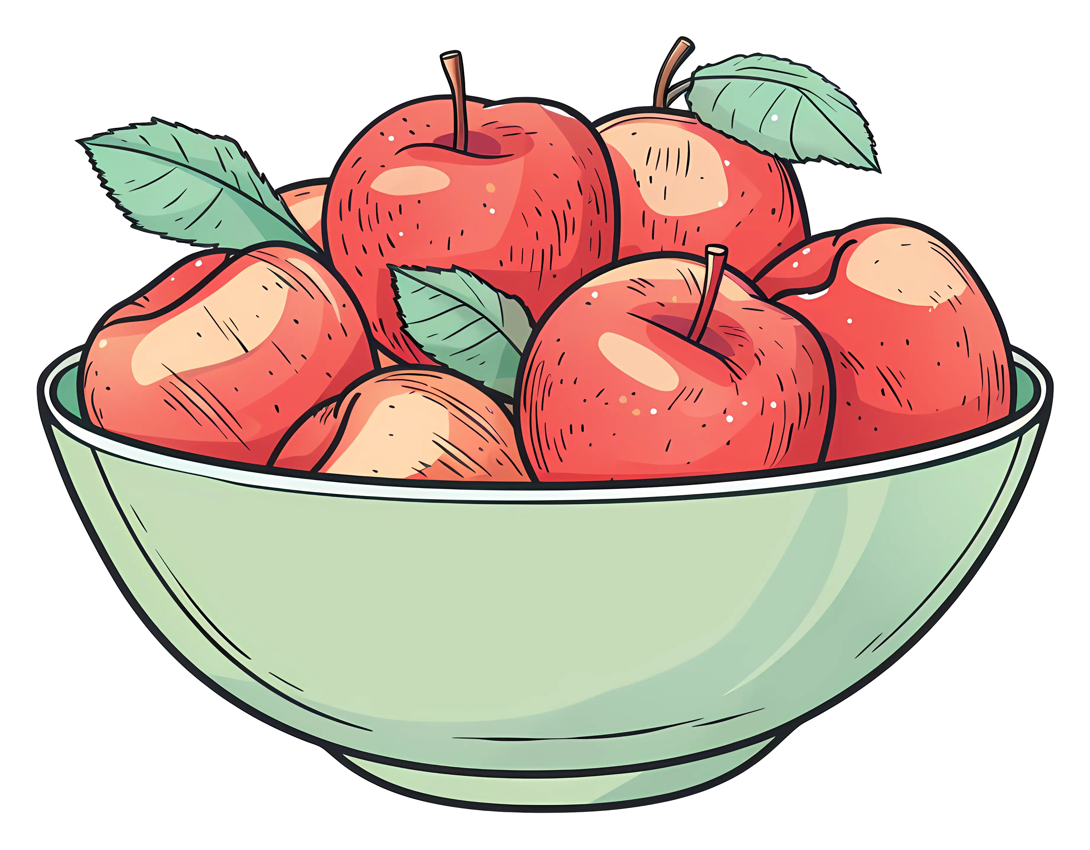 Bowl of Appealing Red Apples Illustration