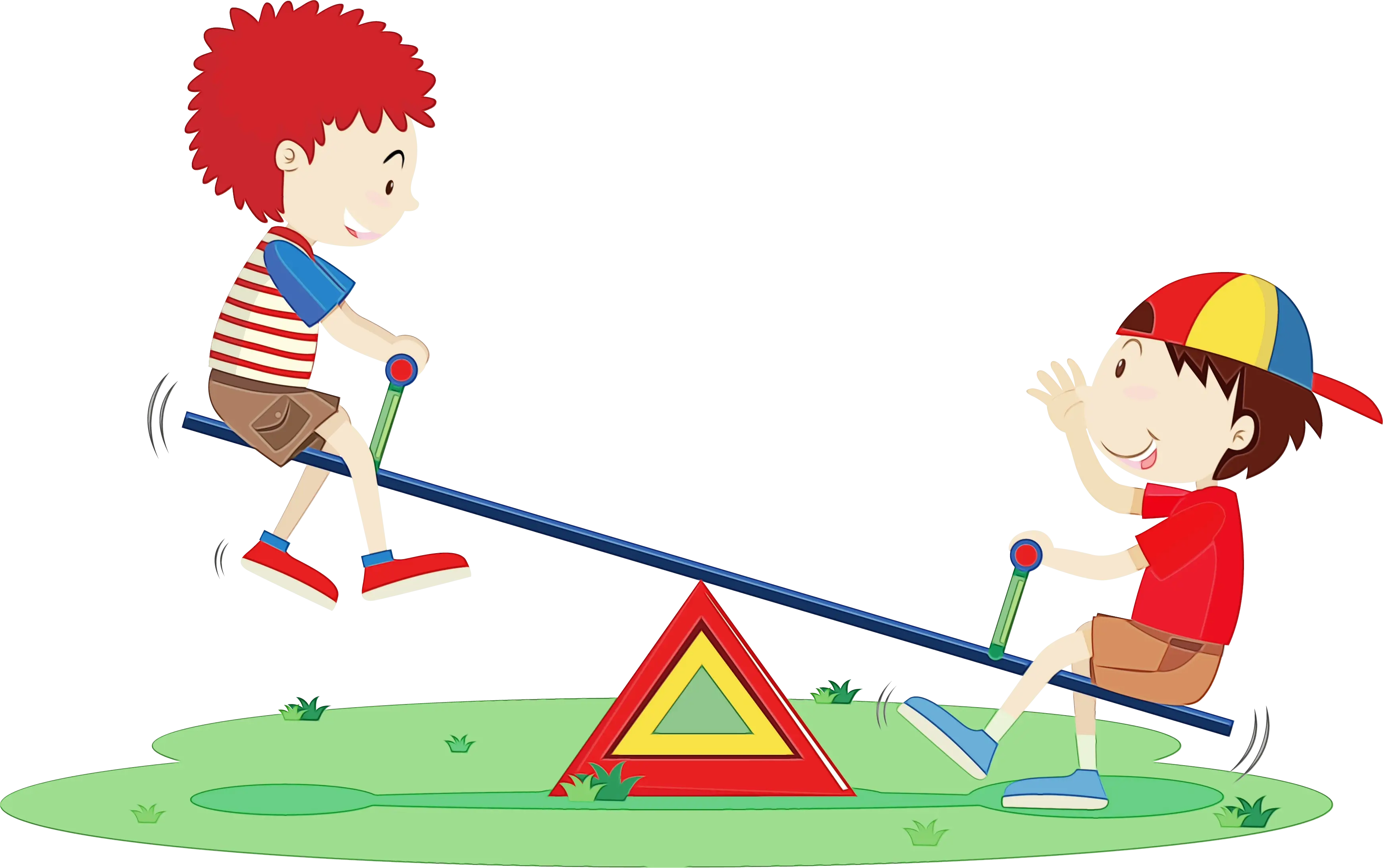 Children Playing on Seesaw Illustration