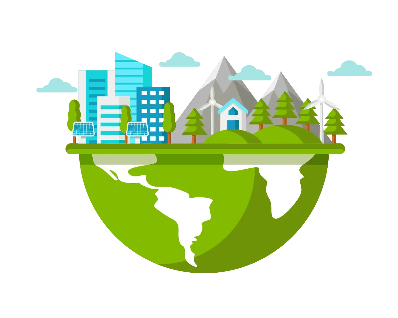 Sustainable City with Nature and Clean Energy