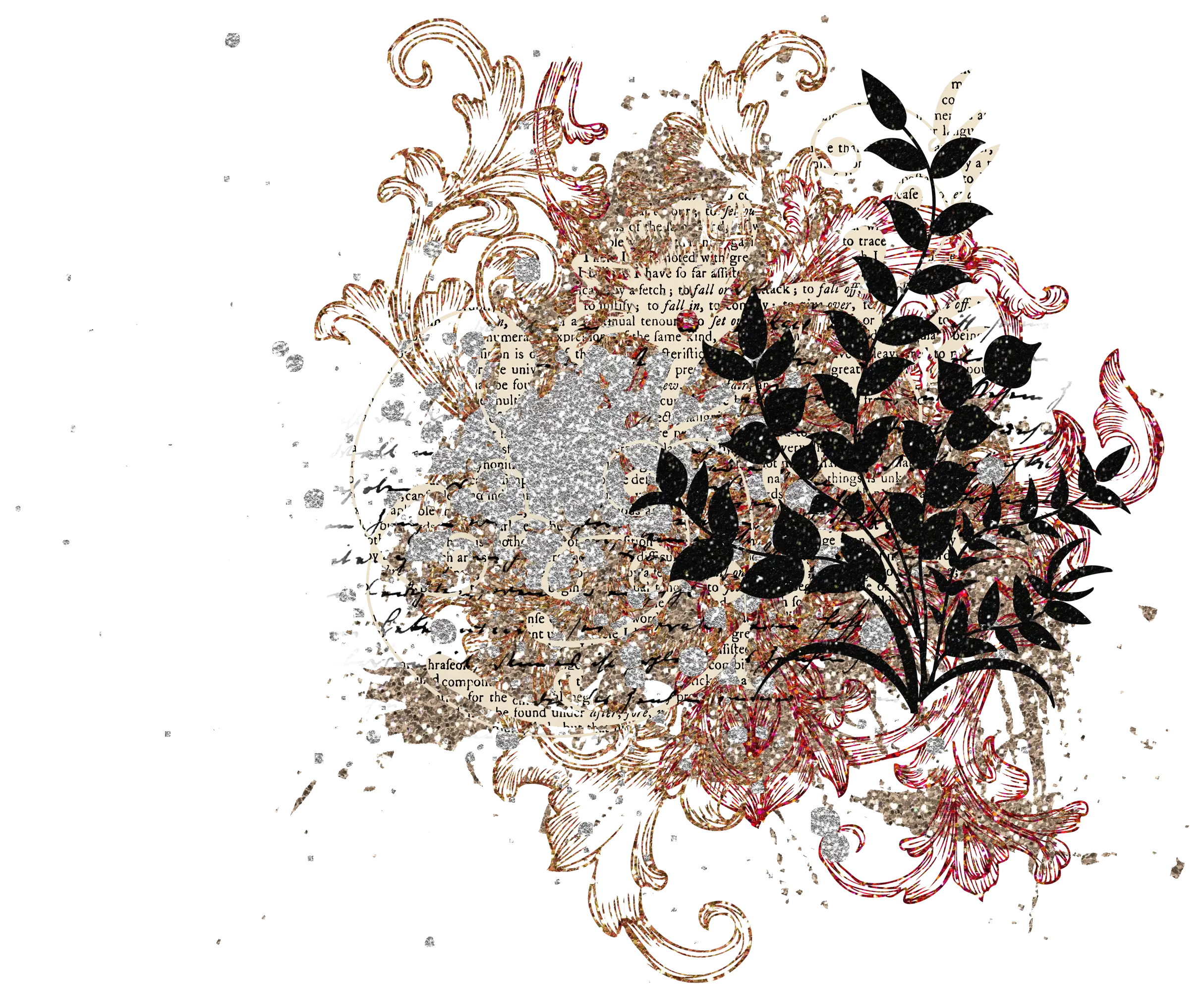 Intricate Floral Design with Leaves