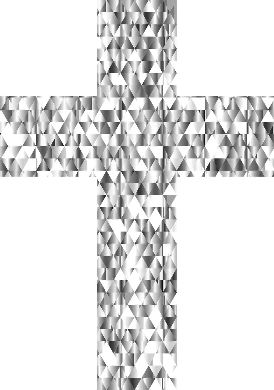Silver Cross with Geometric Pattern