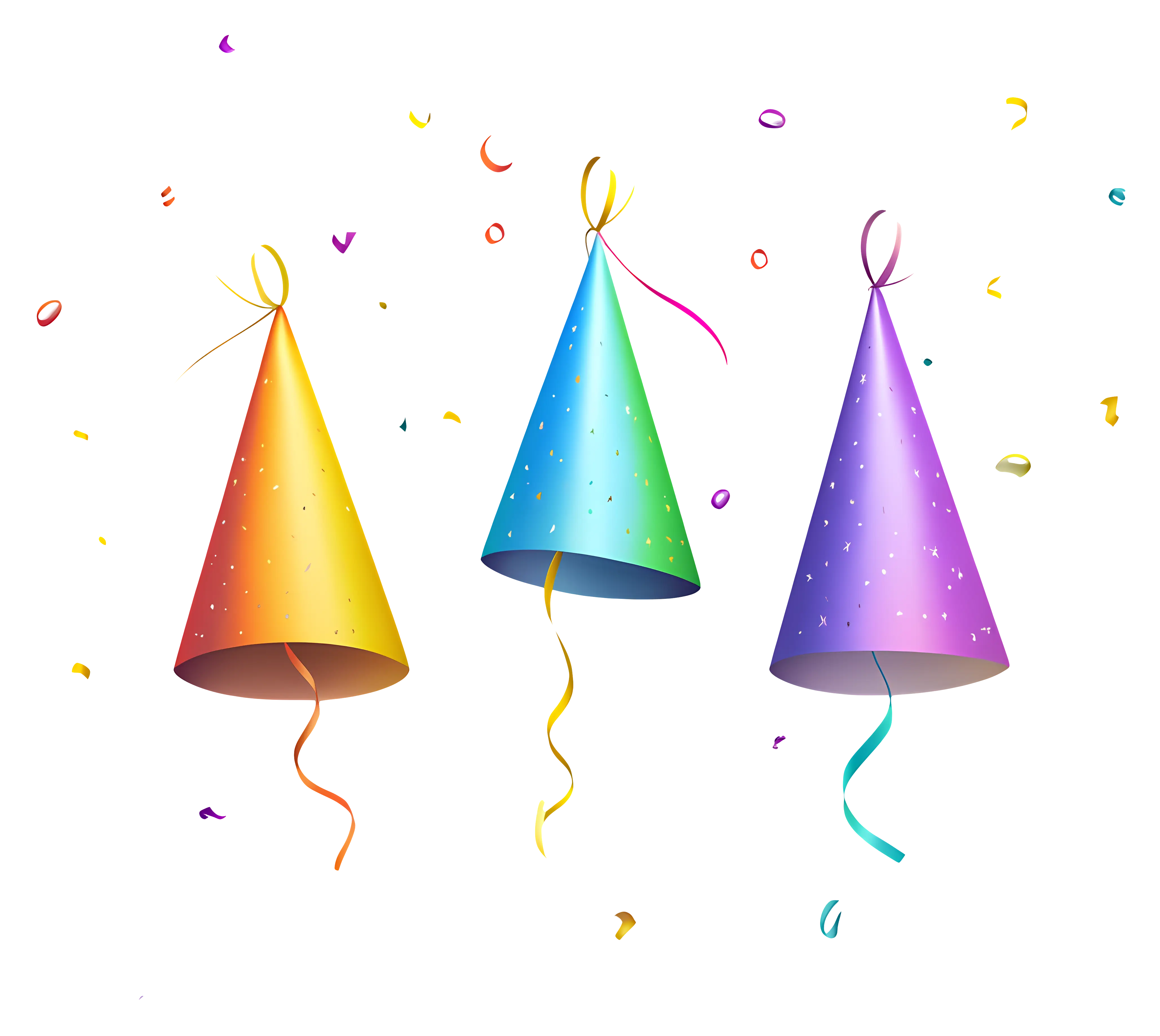 Vibrant Party Hats with Confetti