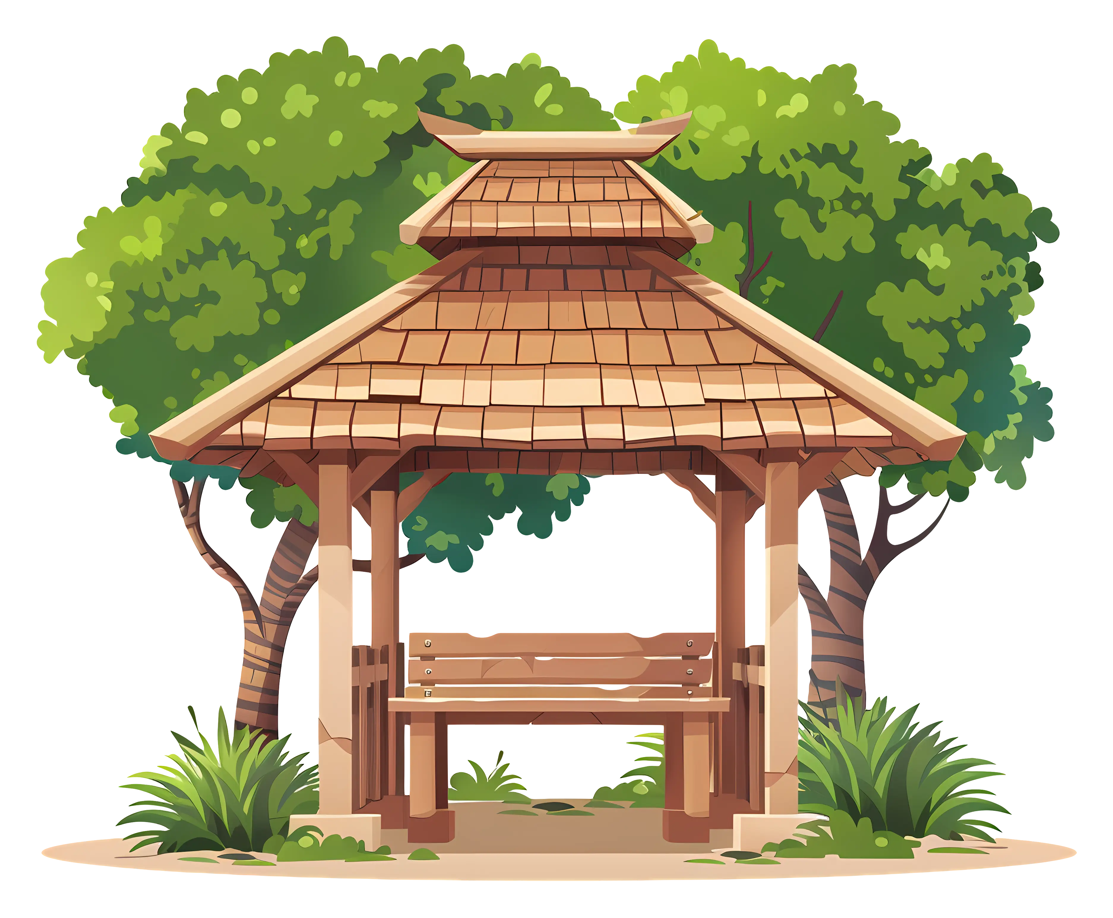 Wooden Gazebo in Serene Green Surroundings