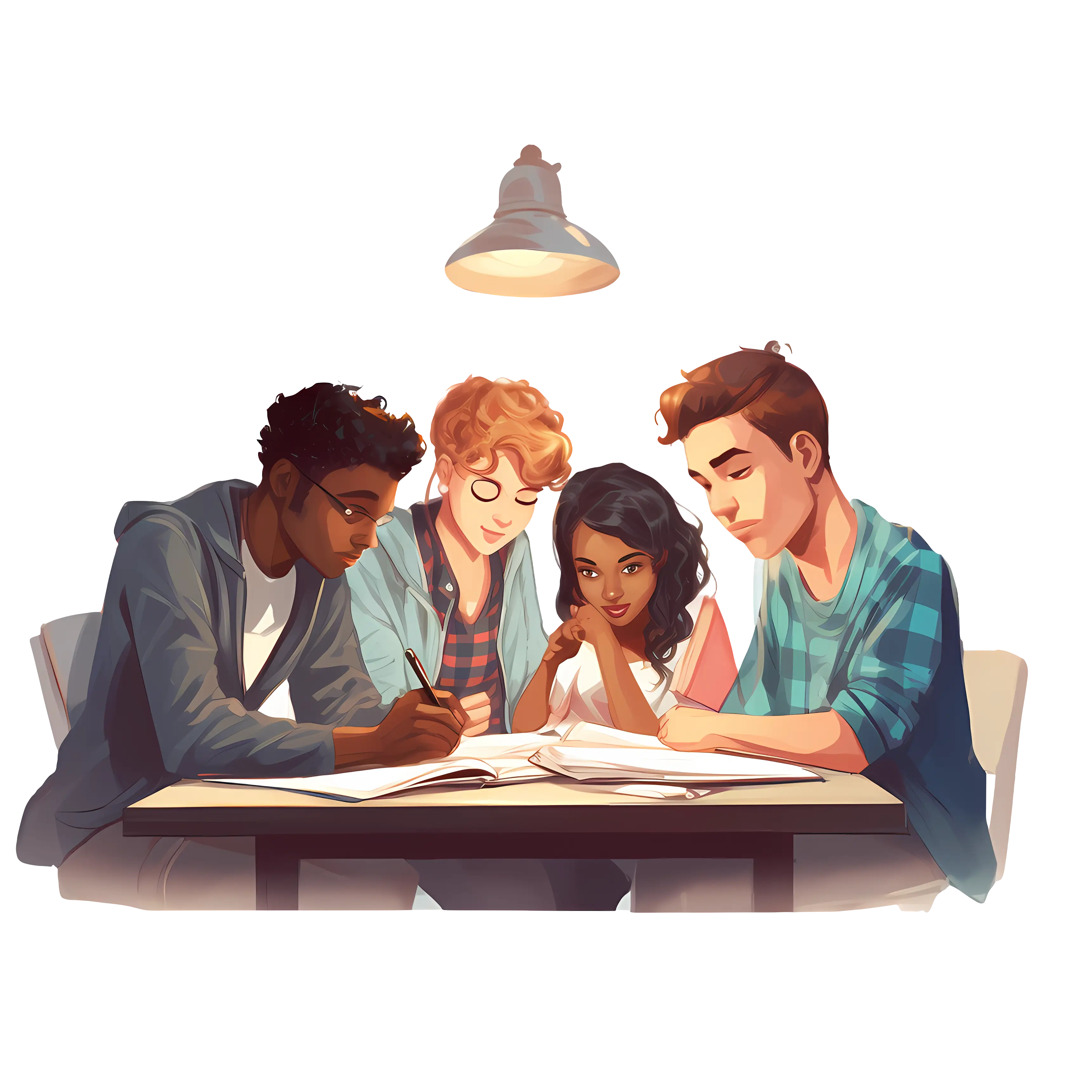 Group of Students Collaborating on Studies