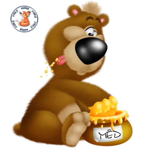 Cute Cartoon Bear Enjoying a Honey Jar