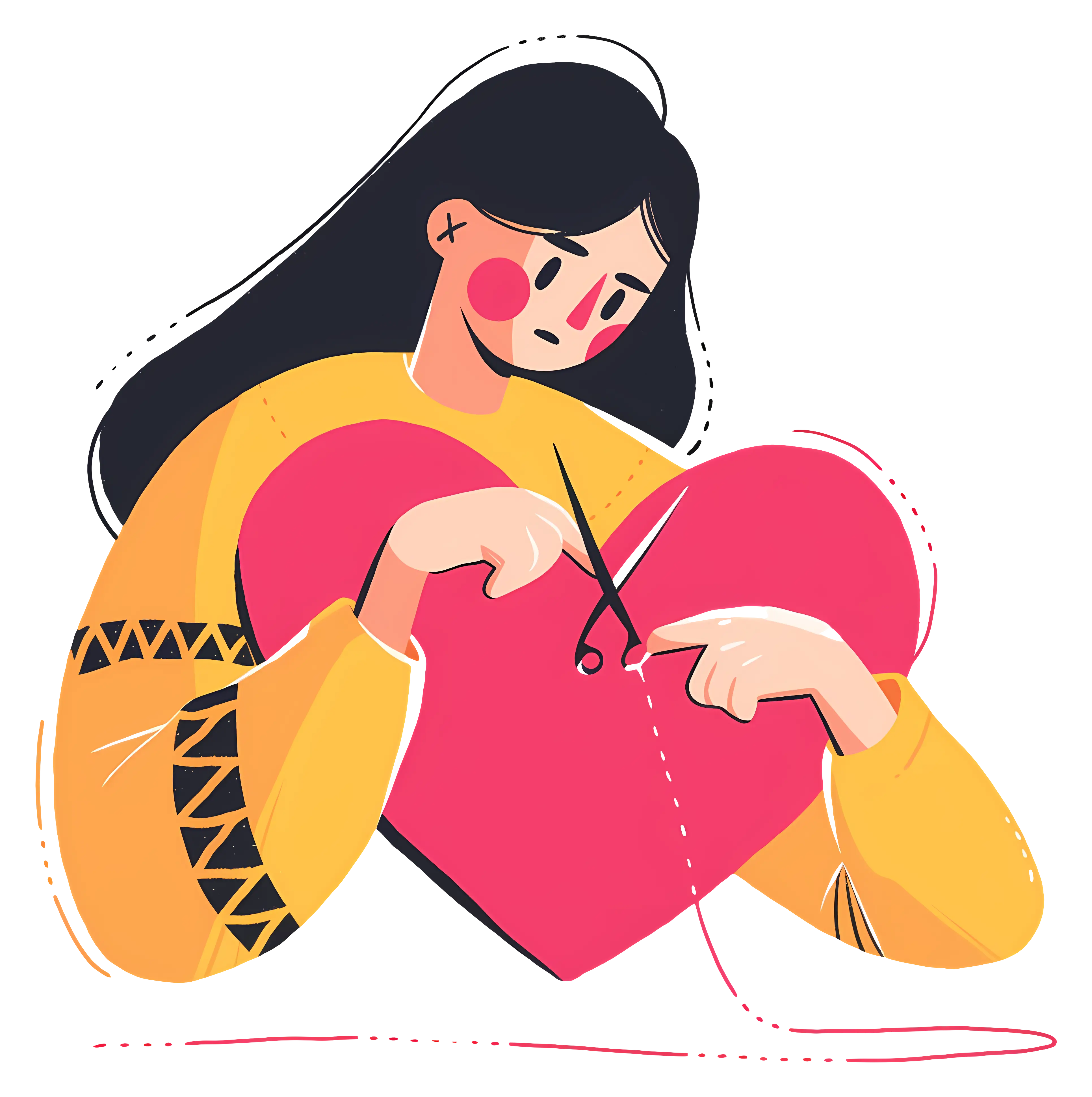 Woman Cutting a Heart