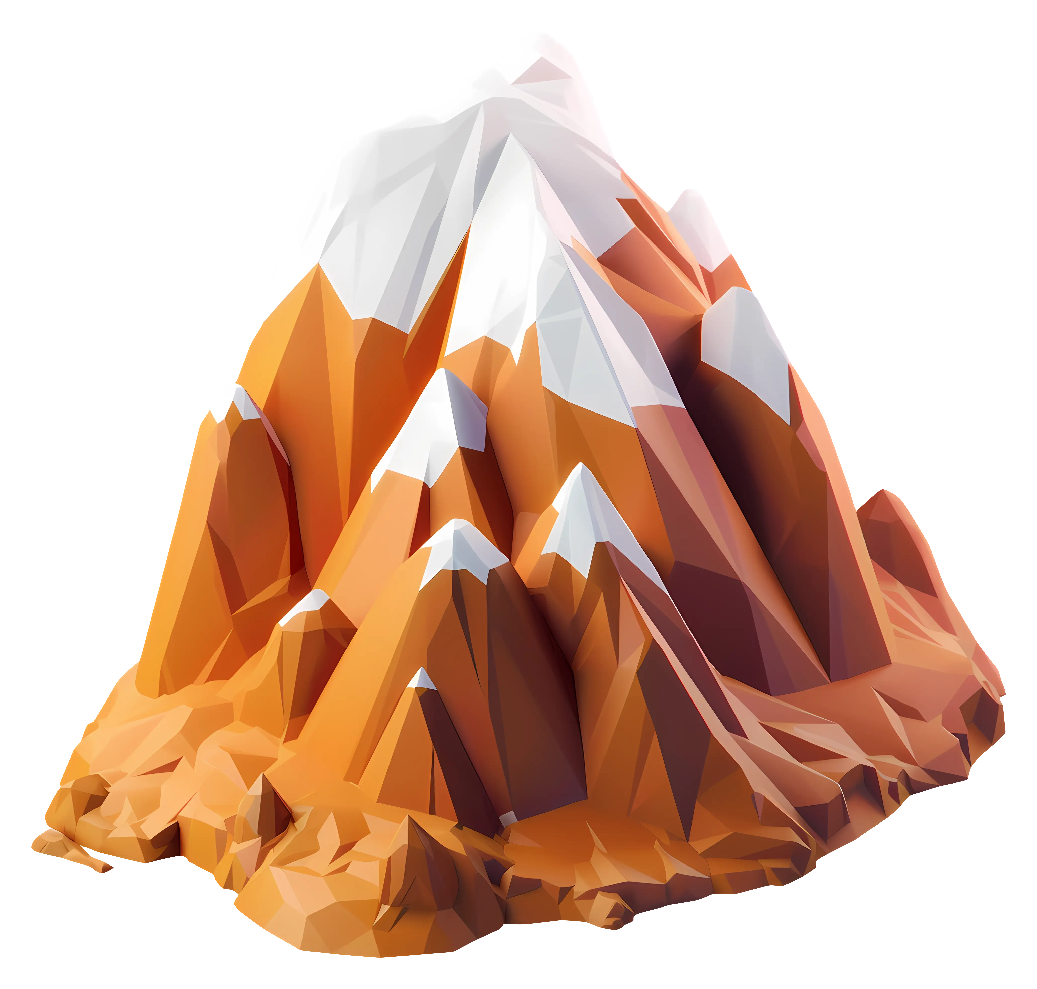 Orange Mountain with Snowy Peaks