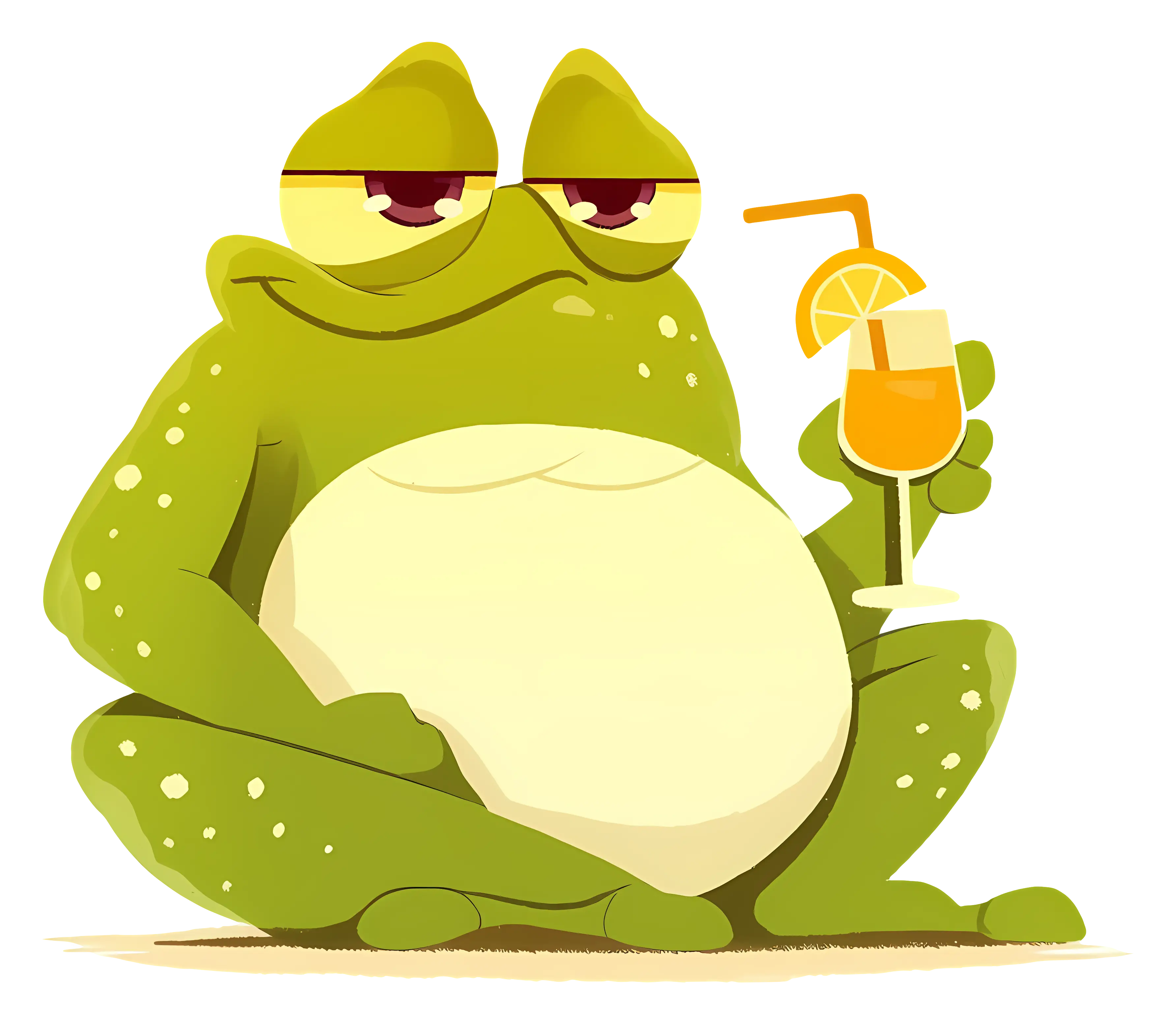 Relaxed Frog with a Drink