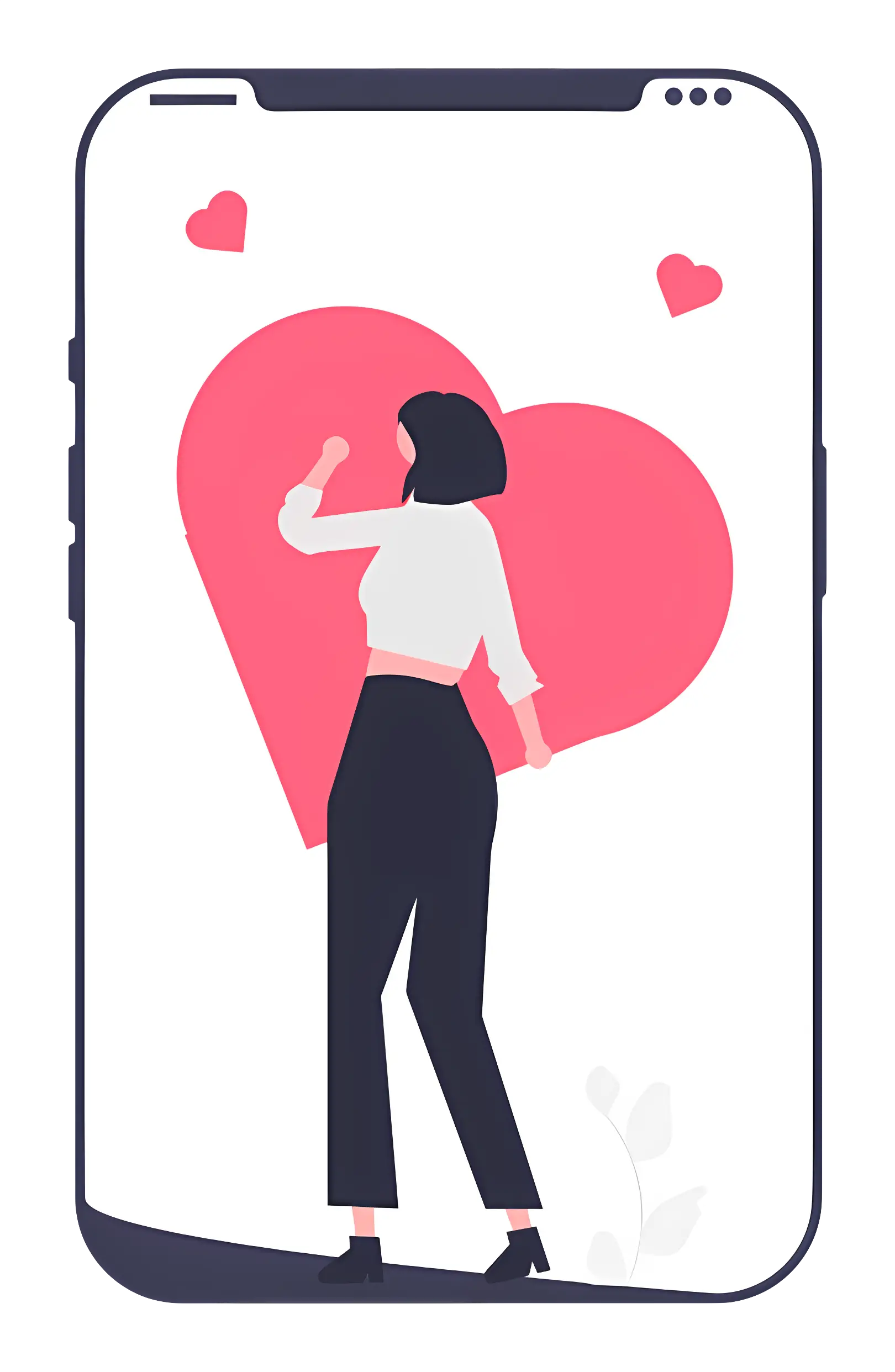 Woman with Heart on Phone Screen
