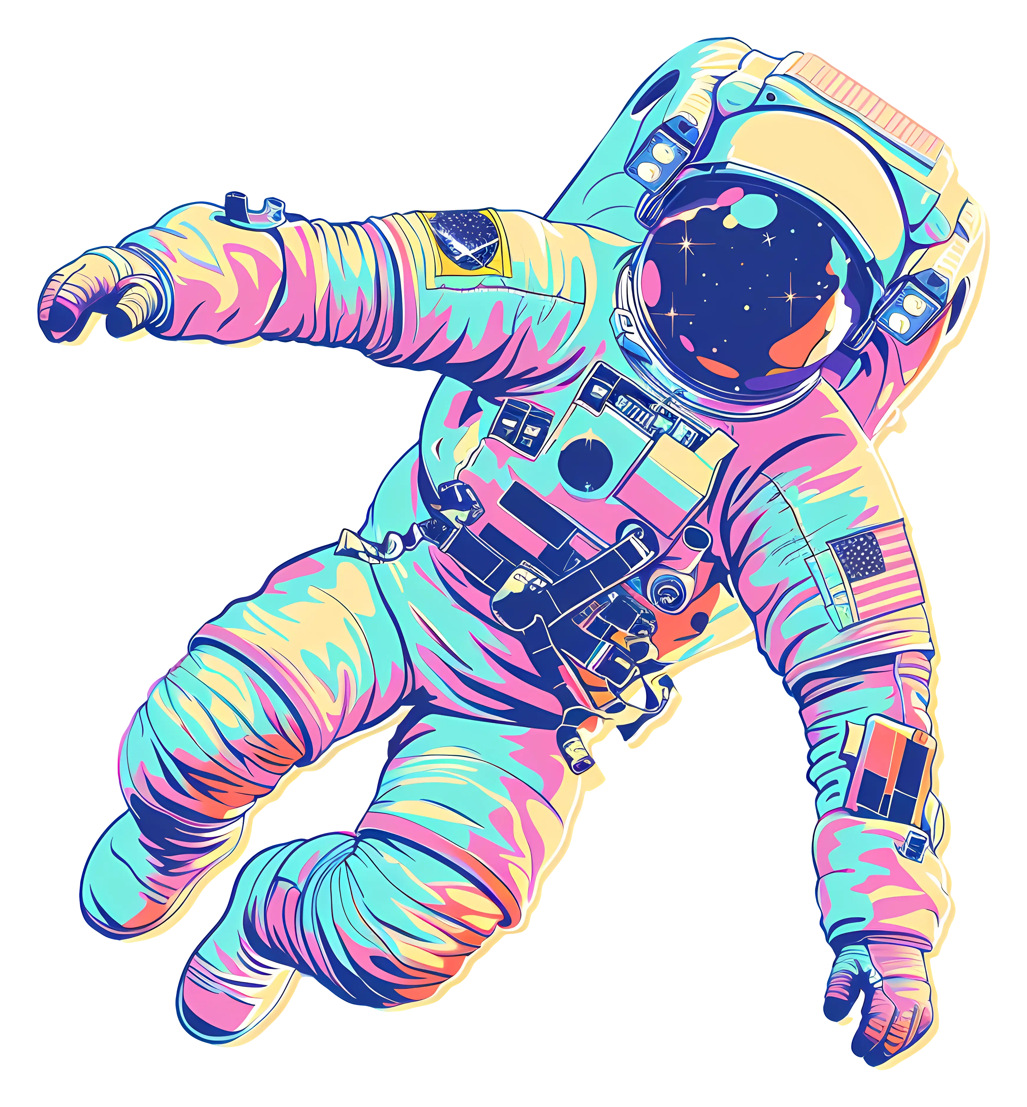 Colorful Astronaut in Space