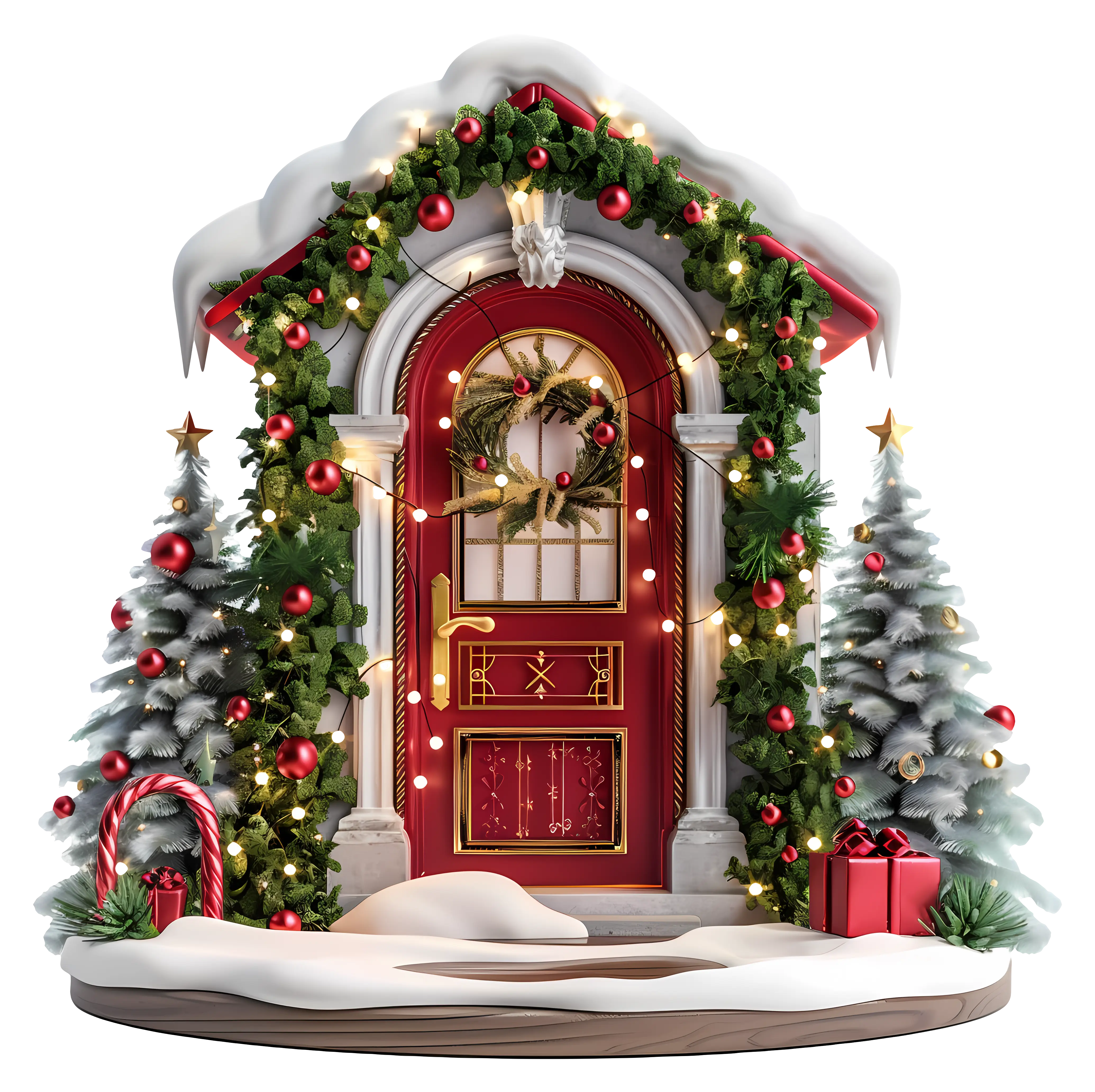Festive Christmas Decorated Door